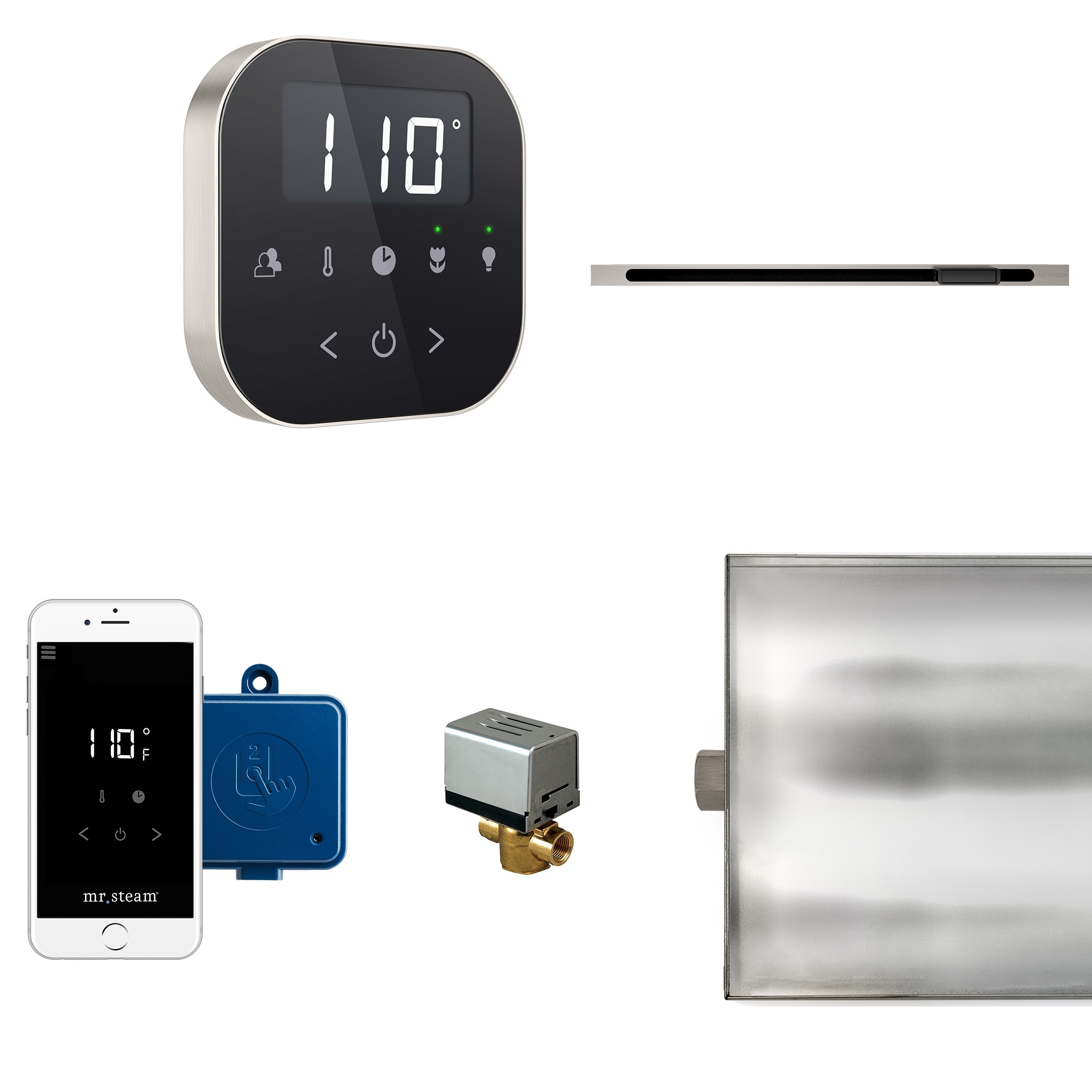 Kit de control de generador de vapor Negro Mate de 120 vatios Mr. Steam ABTLRLBKBN.