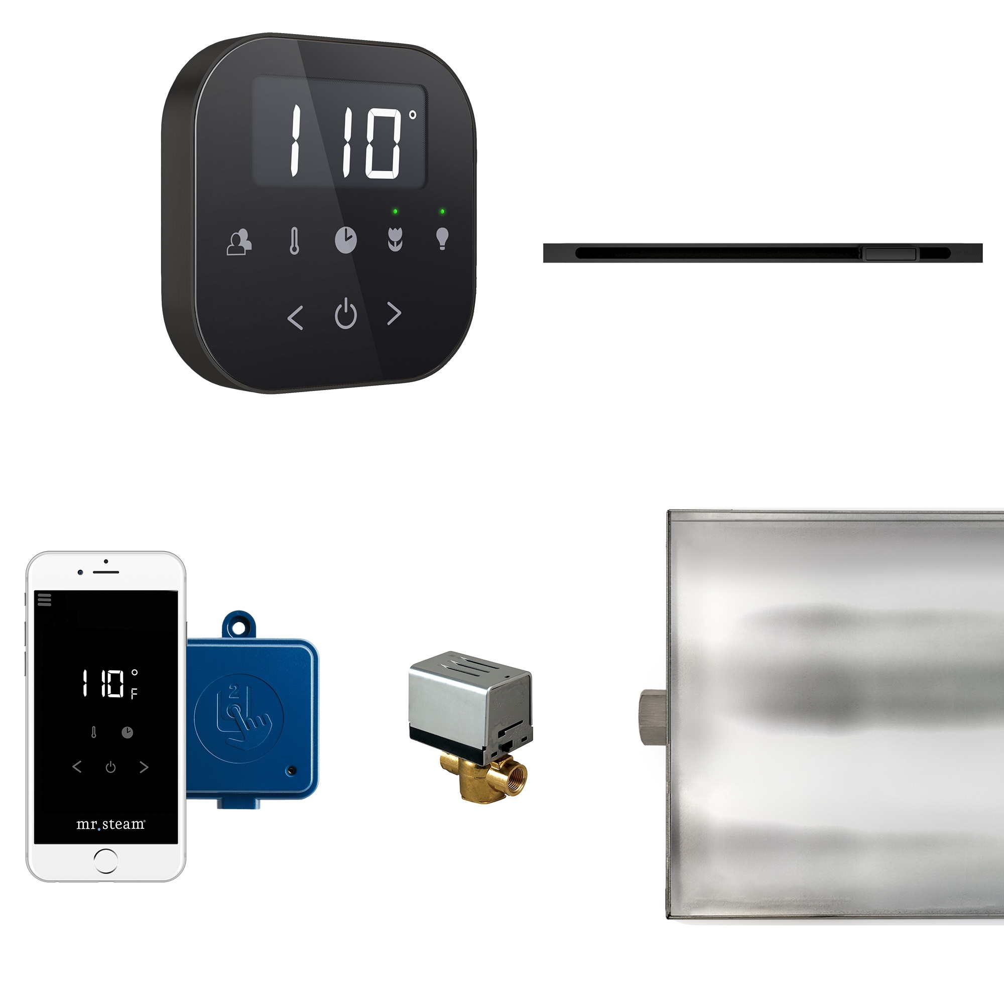 Kit de control de generador de vapor negro mate ABTLRLBKMB de 120 vatios Sr. Steam