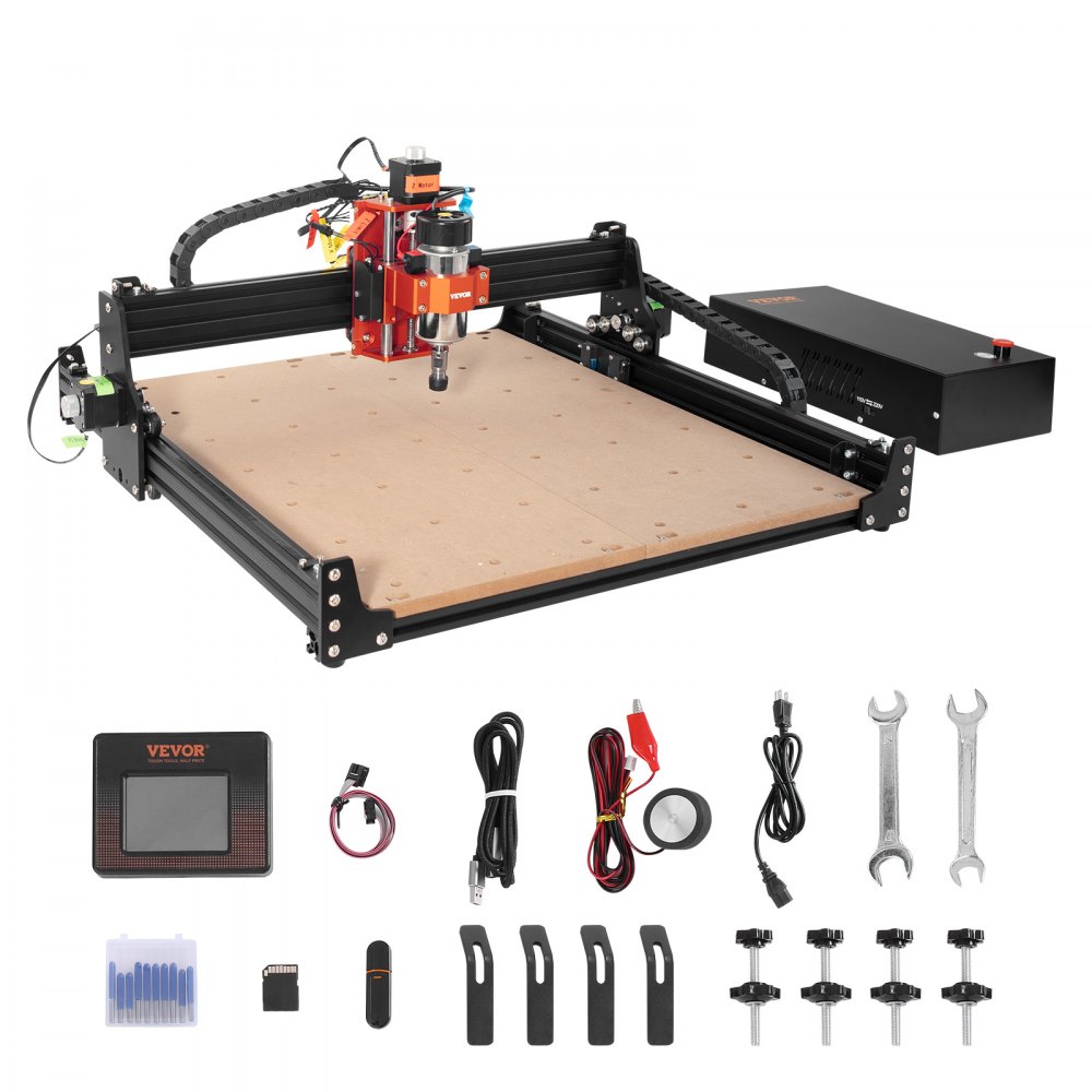 VEVOR CNC Router Machine, 300W, 3 Axis GRBL Control Wood Engraving Carving Milling Machine Kit, 400 x 400 x 75 mm / 15.7 x 15.7 x 2.95 in Working Area 1200 RPM for Wood Acrylic MDF PVC Plastic Foam - SKDKJ4040CM04TPDJV1