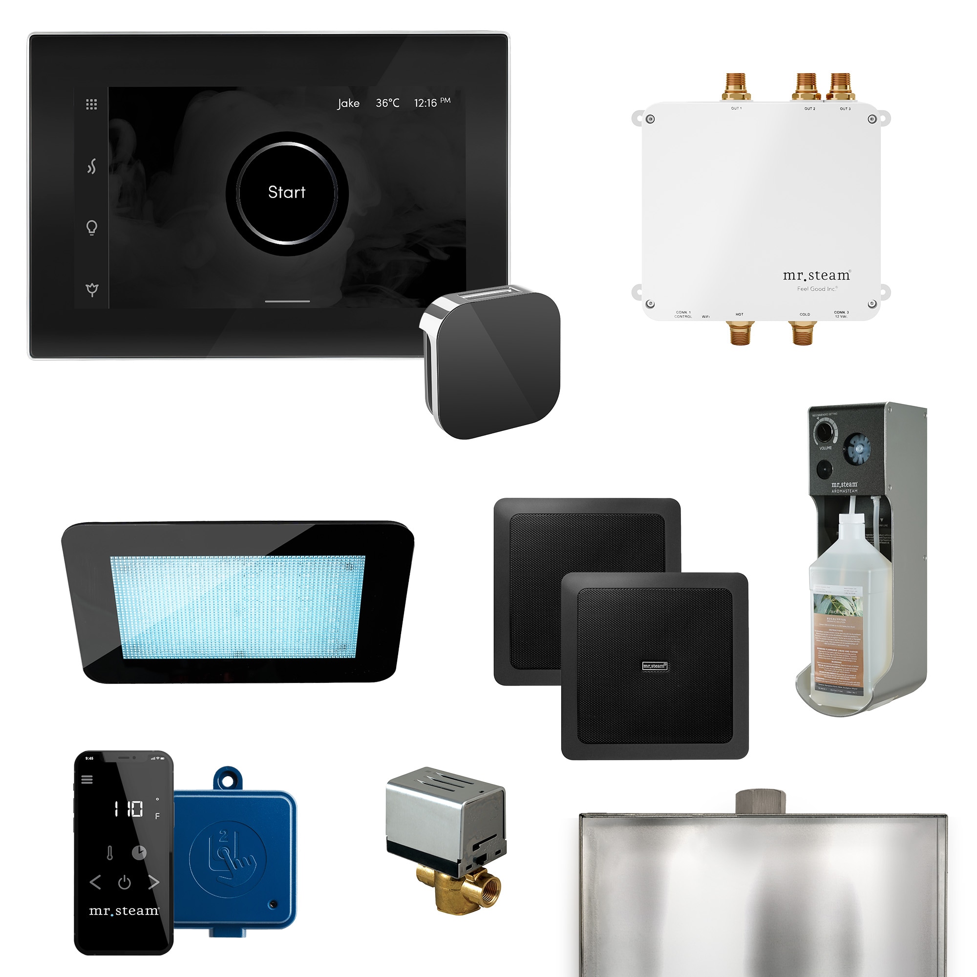 Kit de control para generador de vapor Mr. Steam Xdream de 500 vatios en acabado de bronce cepillado XDRM1BKBB