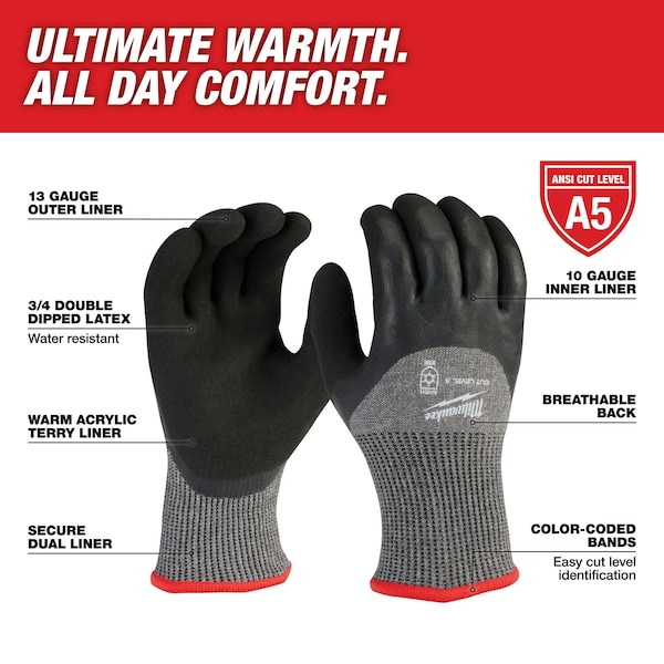 Guantes de punto Milwaukee Tool, Nivel de corte A2, calibre 13, 2XL (11) - 48-73-7954B