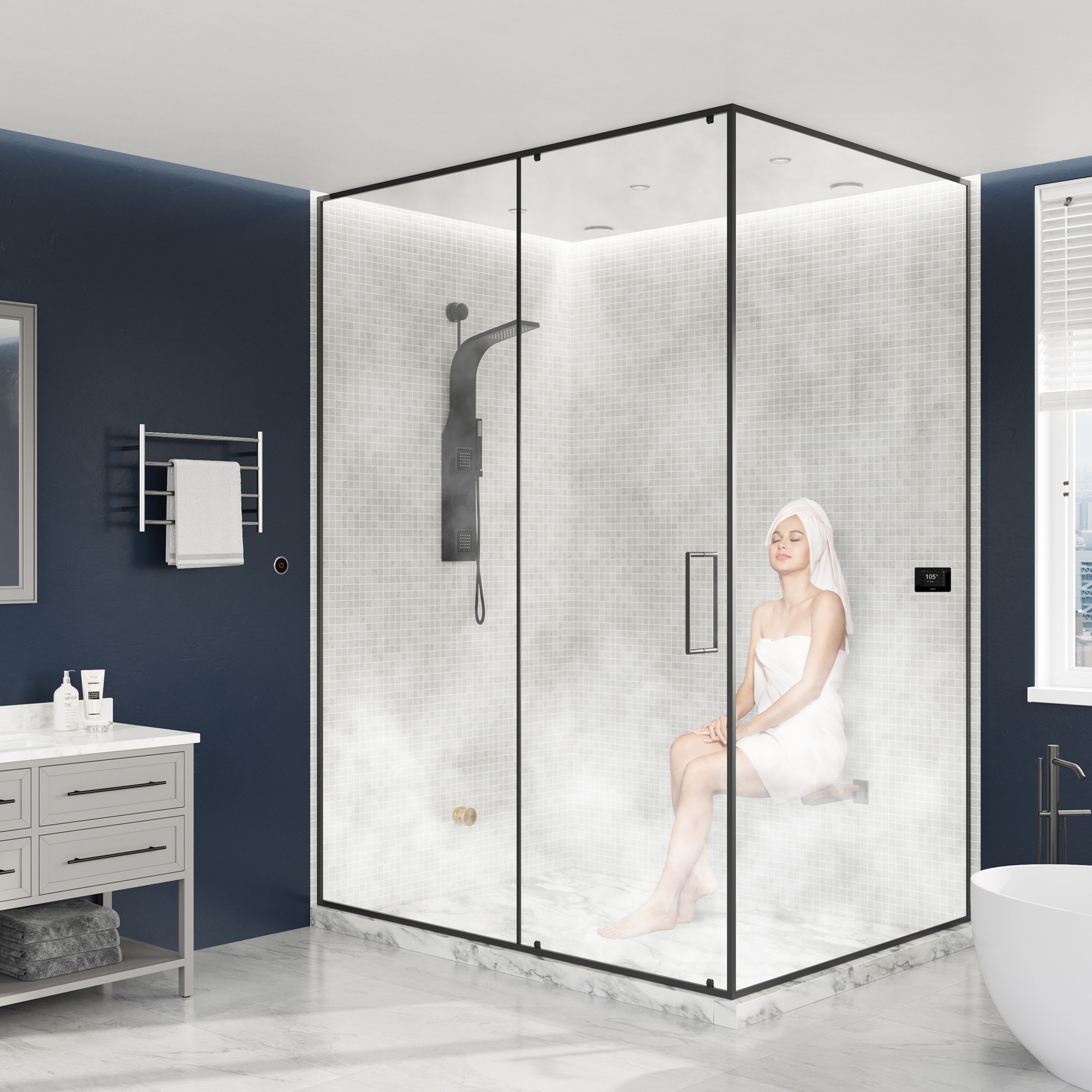 Generador de vapor en negro mate de la serie negra de SteamSpa de 10500 vatios - BKT1050MK-ADP