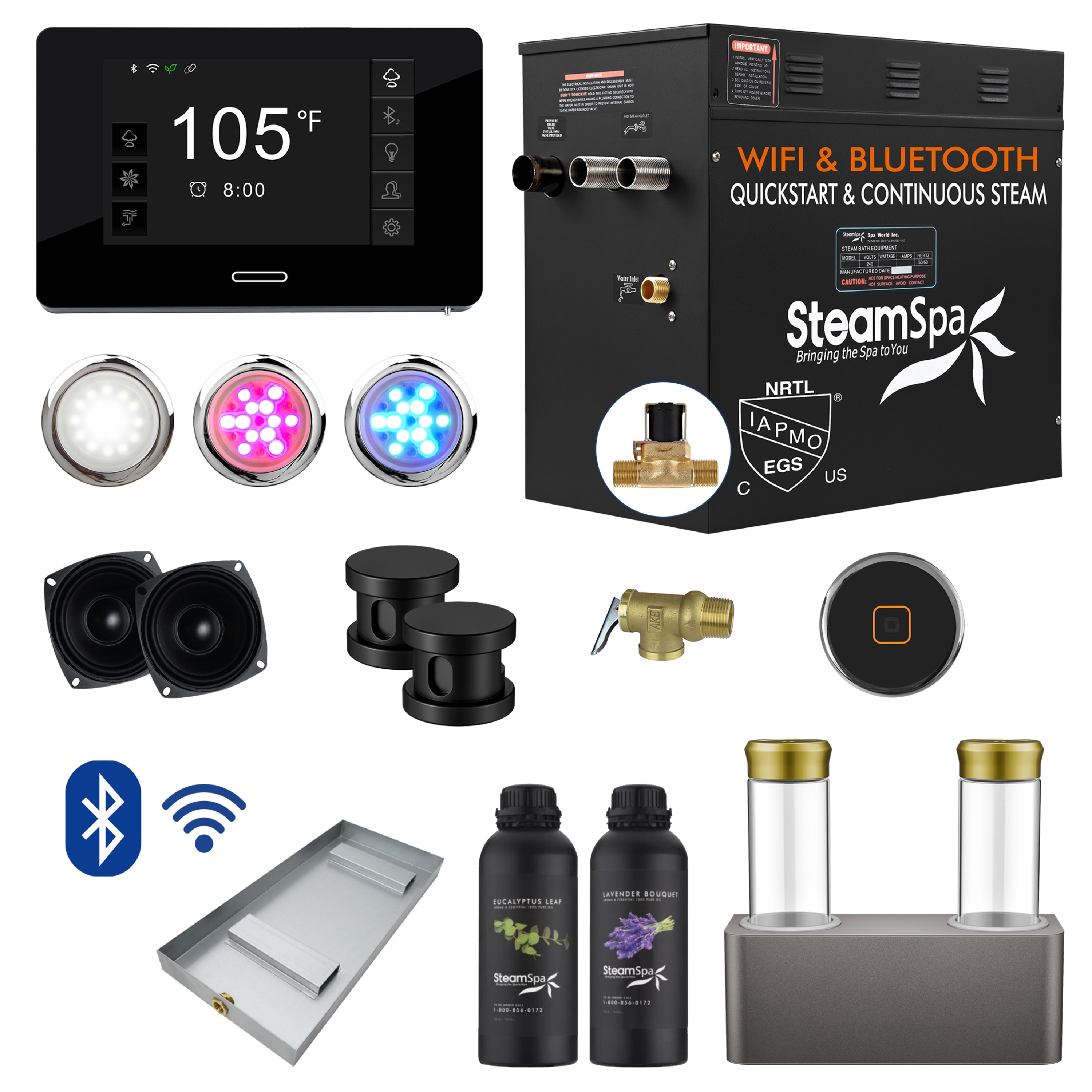 Generador de vapor en negro mate de la serie negra de SteamSpa de 10500 vatios - BKT1050MK-ADP