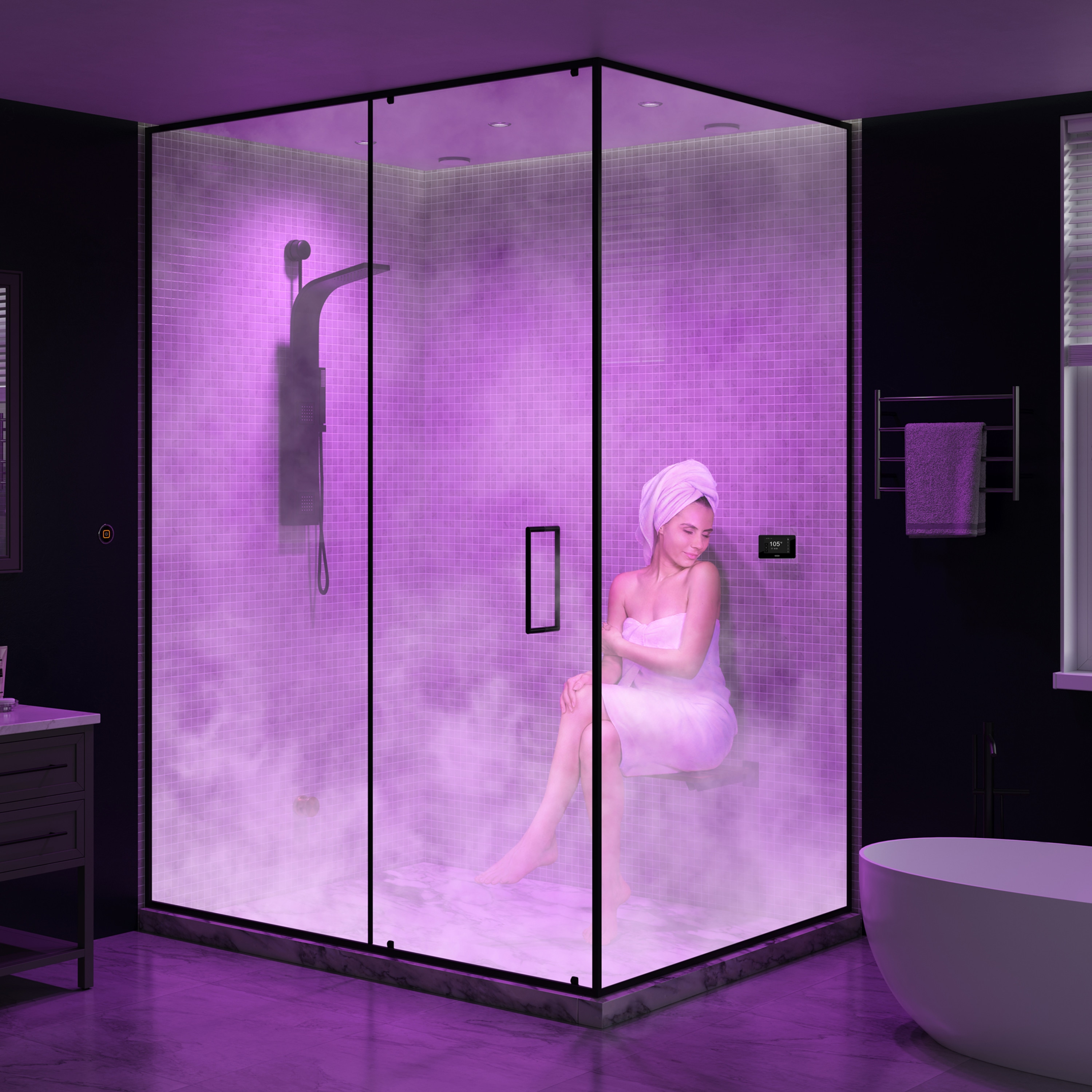 Generador de vapor en negro mate de la serie negra de SteamSpa de 10500 vatios - BKT1050MK-ADP