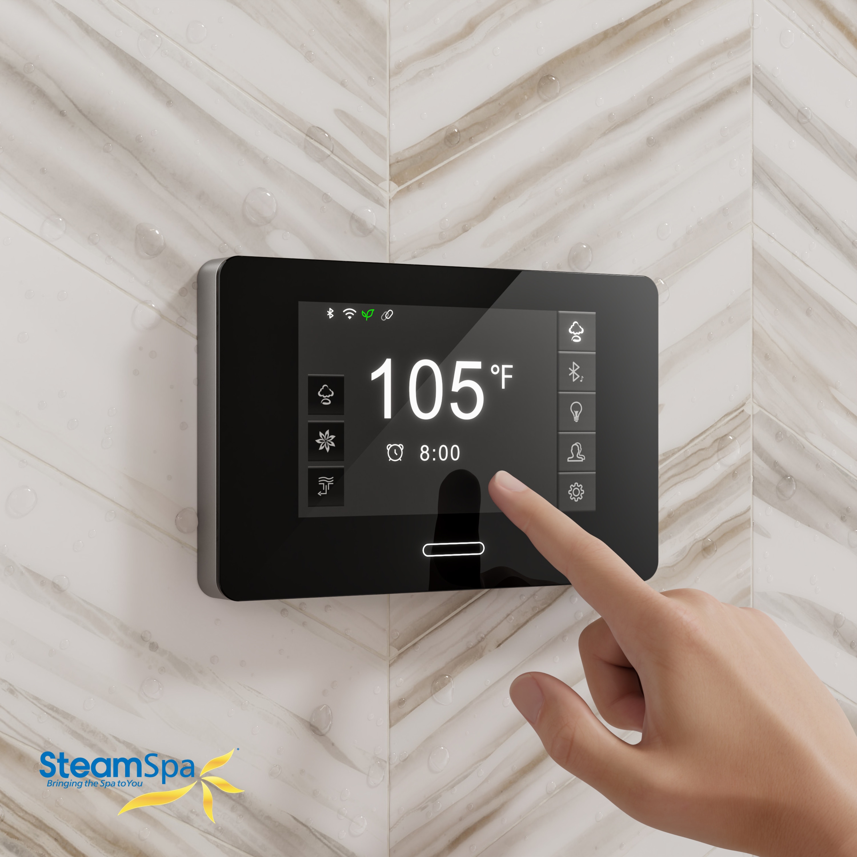 Generador de vapor SteamSpa Black Series de 10500 vatios en níquel cepillado BKT1050BN-ADP