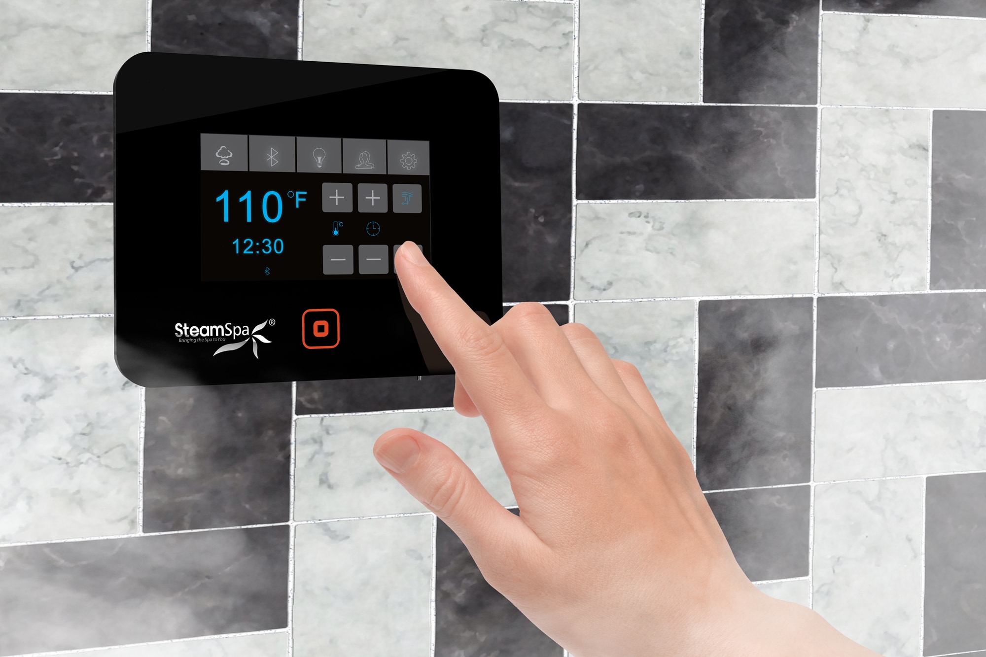Generador de vapor SteamSpa Black Series de 10500 vatios en cromo pulido