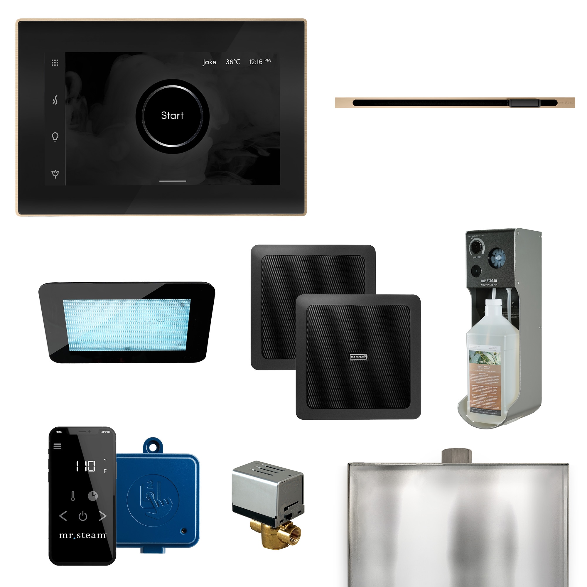 Kit de control de generador de vapor Mr. Steam Xdream de 500 watts en cromo pulido XDRM1WHPC