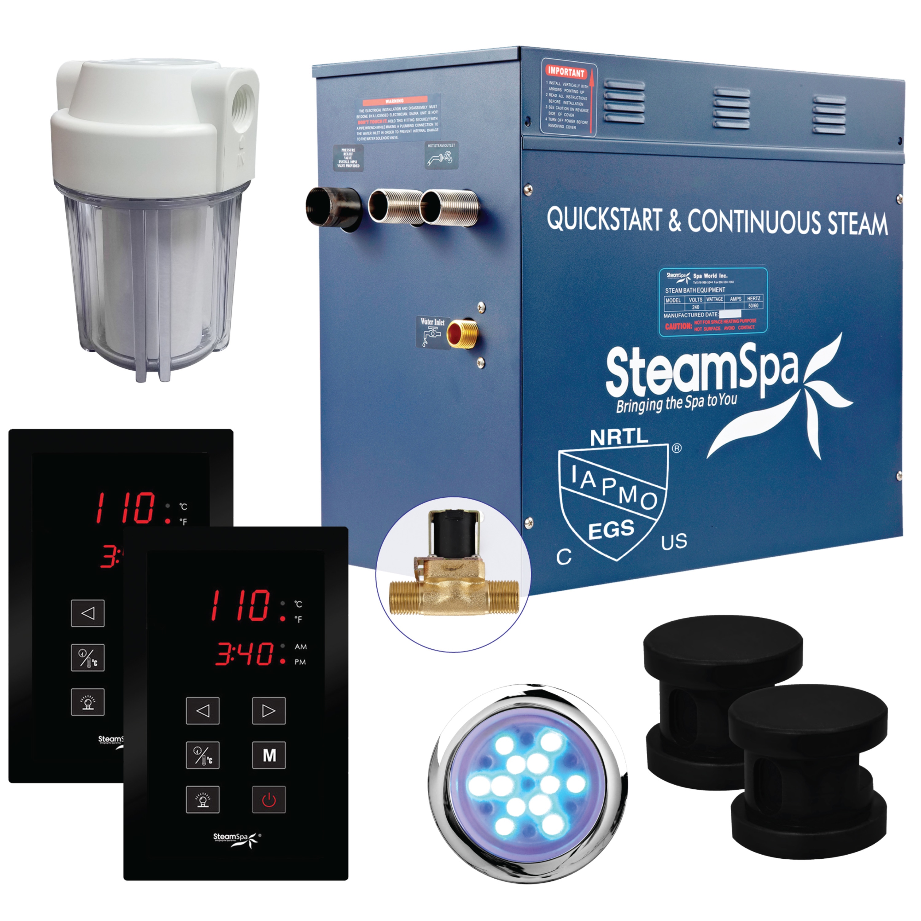Generador de vapor negro mate SteamSpa Royal de 10500 vatios