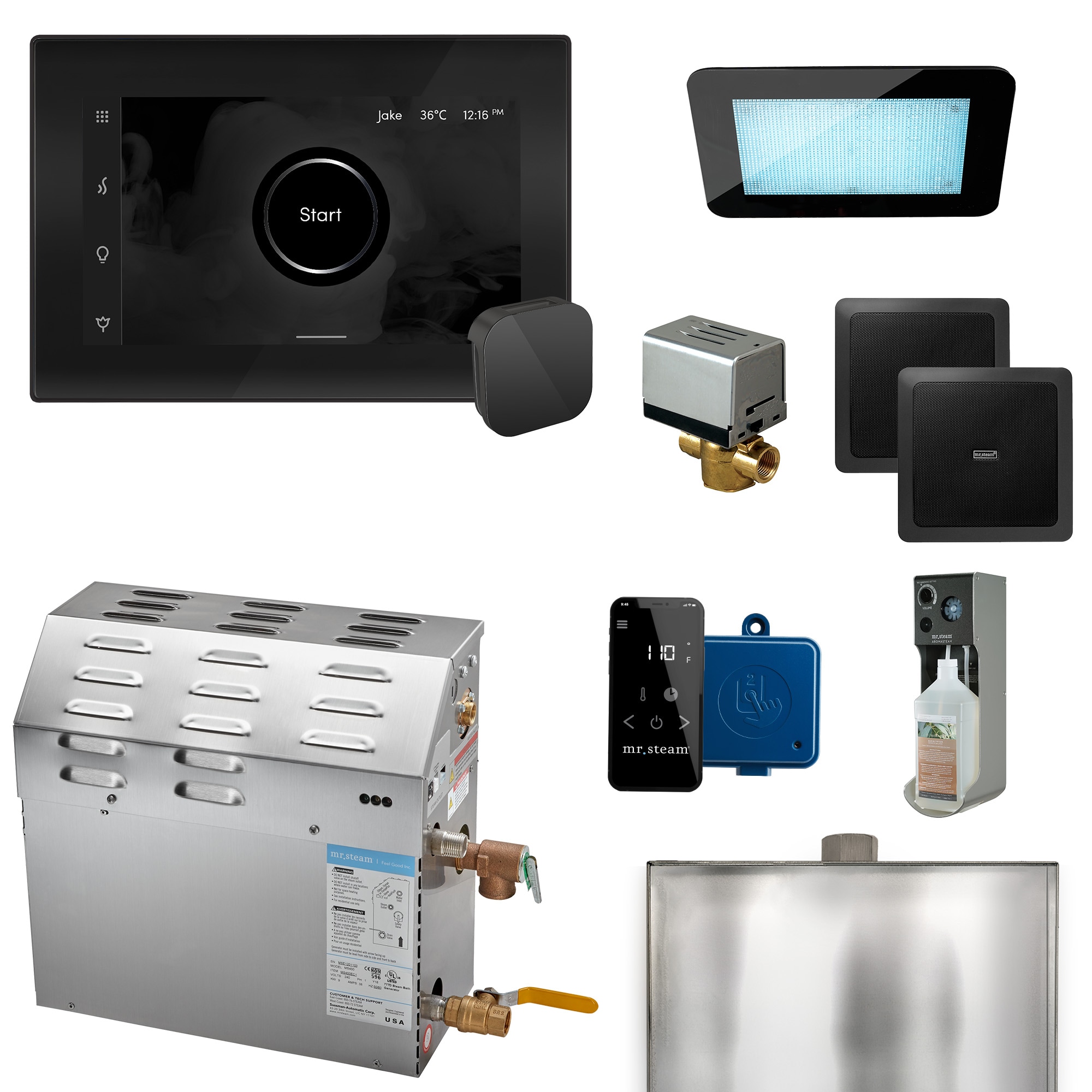 Kit de control de generador de vapor en negro mate de 7500 vatios MS (XDream) de Mr. Steam 07C1ANIABPH