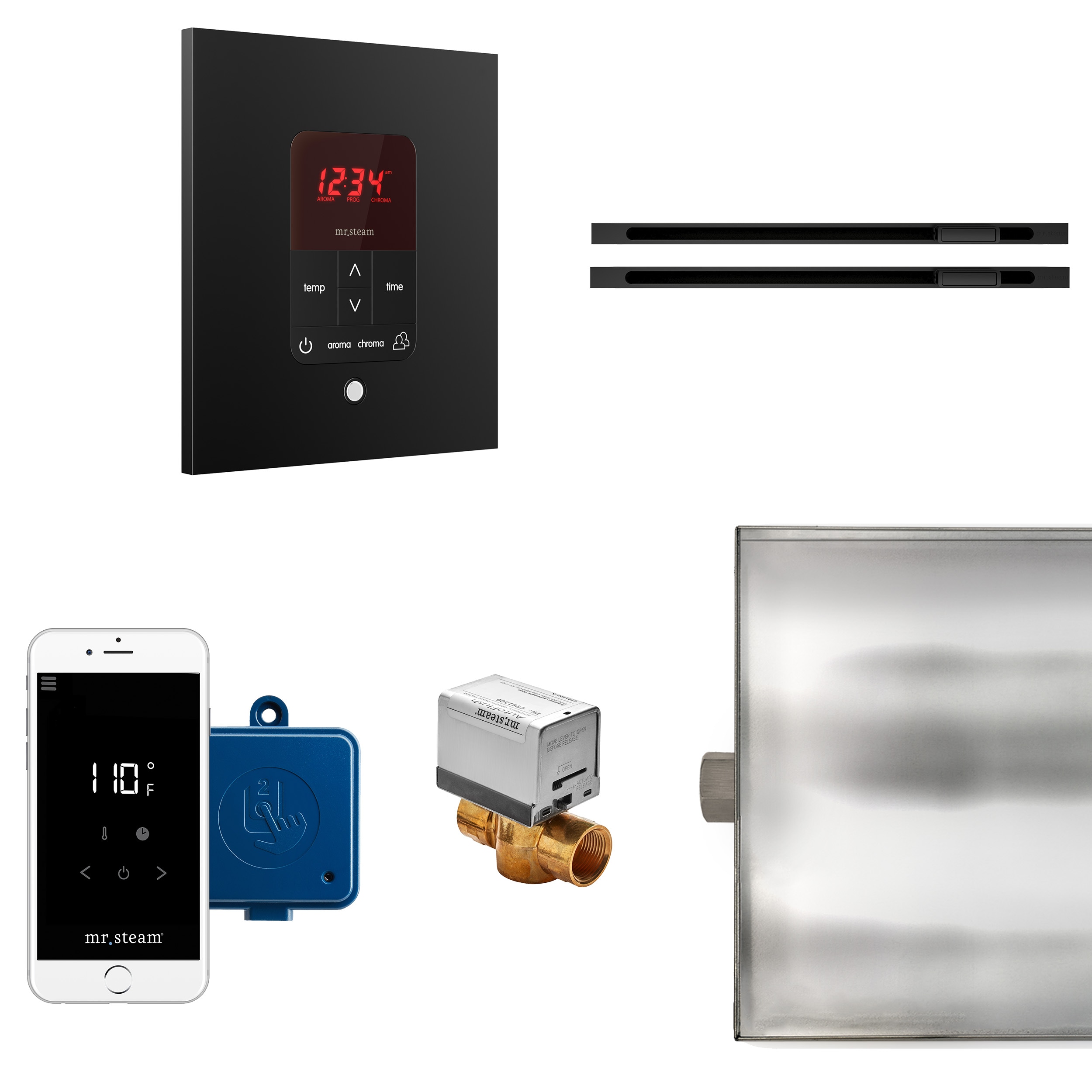 Kit de control de generador de vapor en negro mate de 120 vatios de Mr. Steam