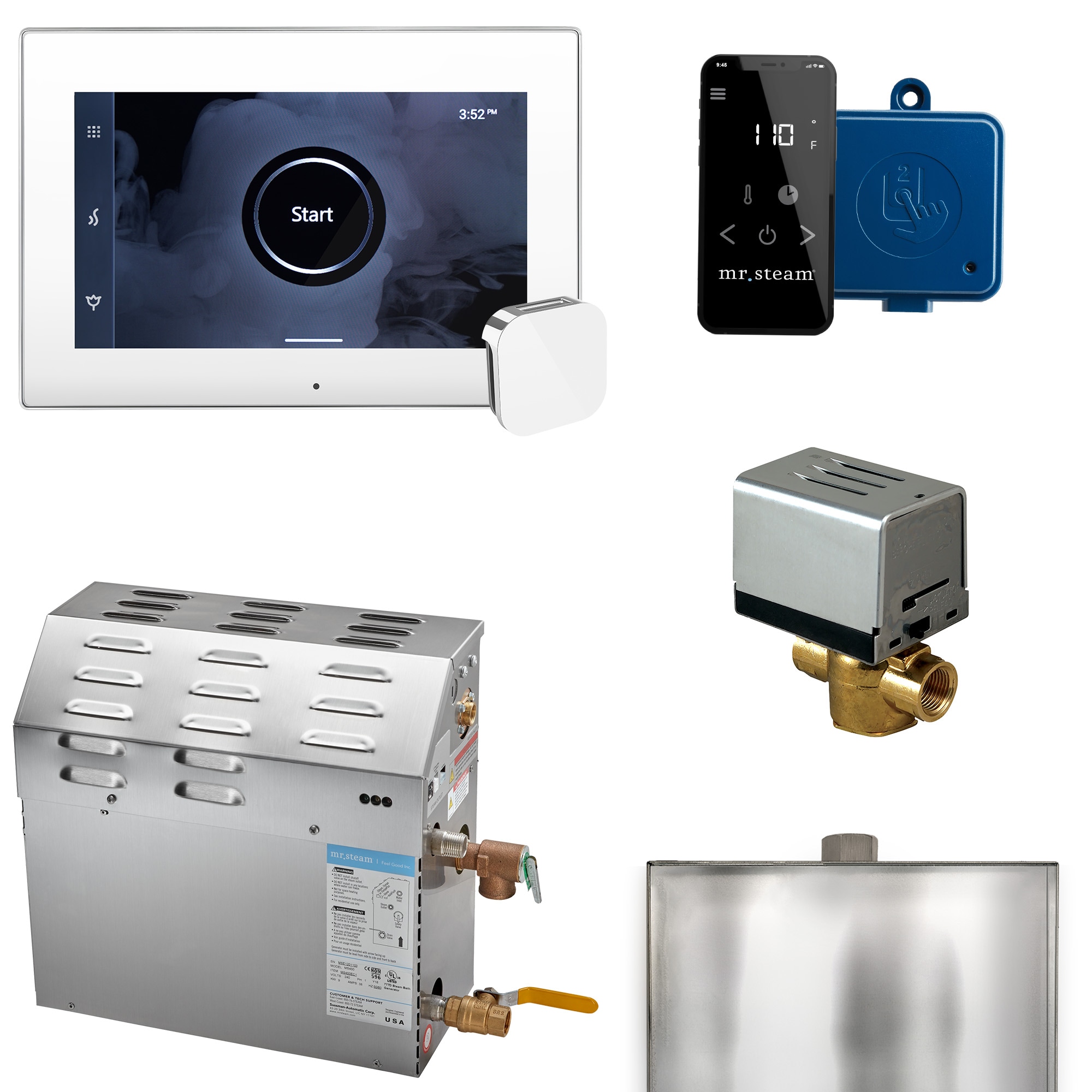 Kit de control de generador de vapor de 9000 vatios en color blanco y cromo pulido - 09C1ANAB000