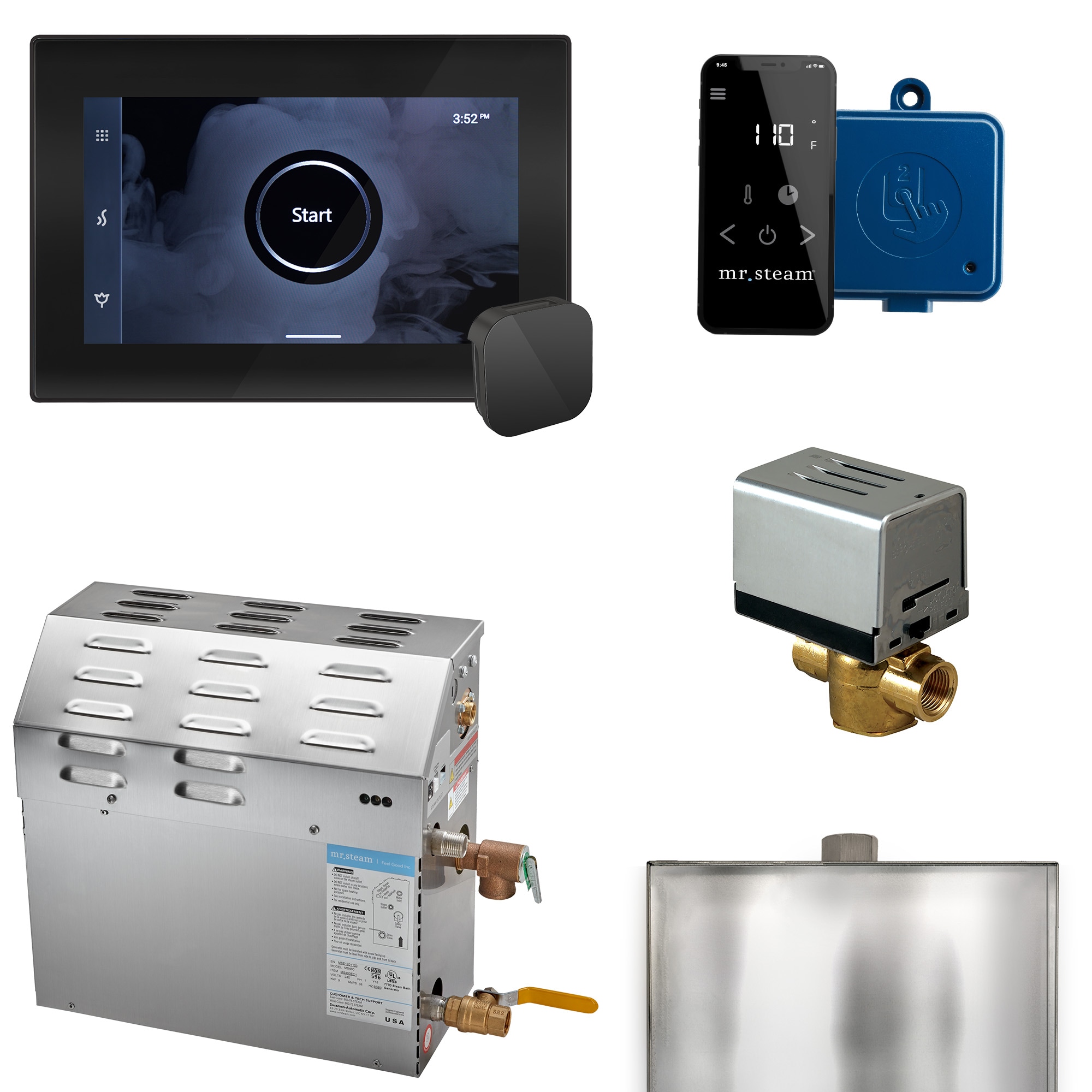 Kit de control para generador de vapor en acabado negro mate de 9000 vatios.