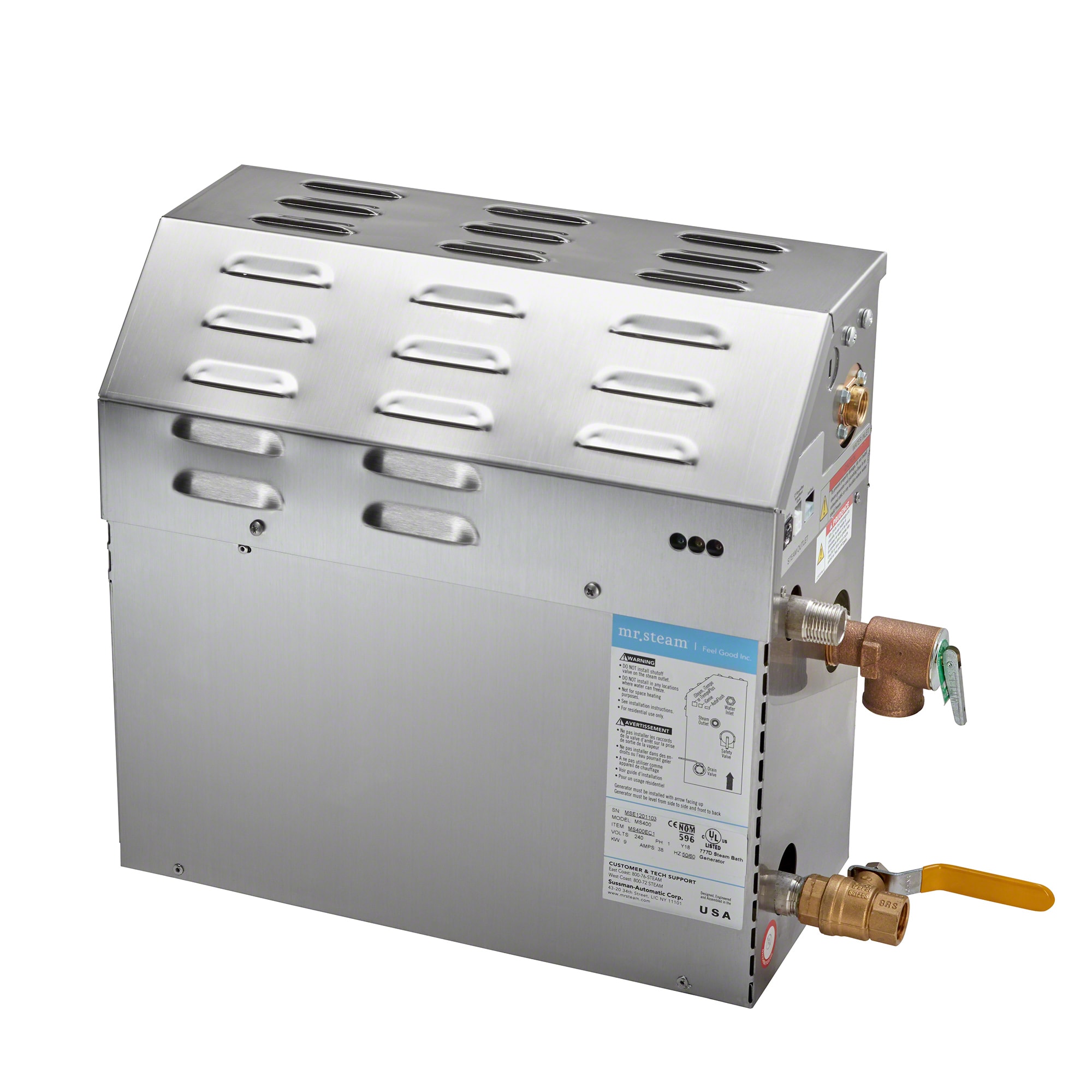 Kit de control de generador de vapor de níquel cepillado de 5000 vatios de Mr. Steam