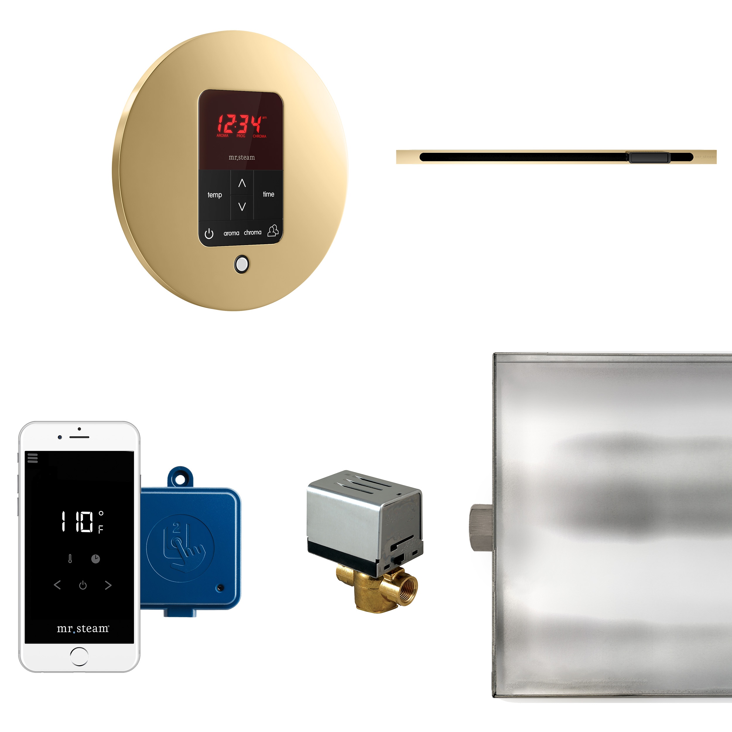 Kit de controlador de generador de vapor de latón pulido de 120 vatios de Mr. Steam