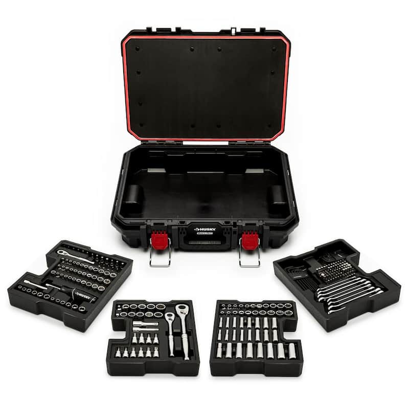 Juego de herramientas mecánicas Husky de 1/4, 3/8 y 1/2 pulgadas con estuche de herramientas (270 piezas) - H270BOTBCB