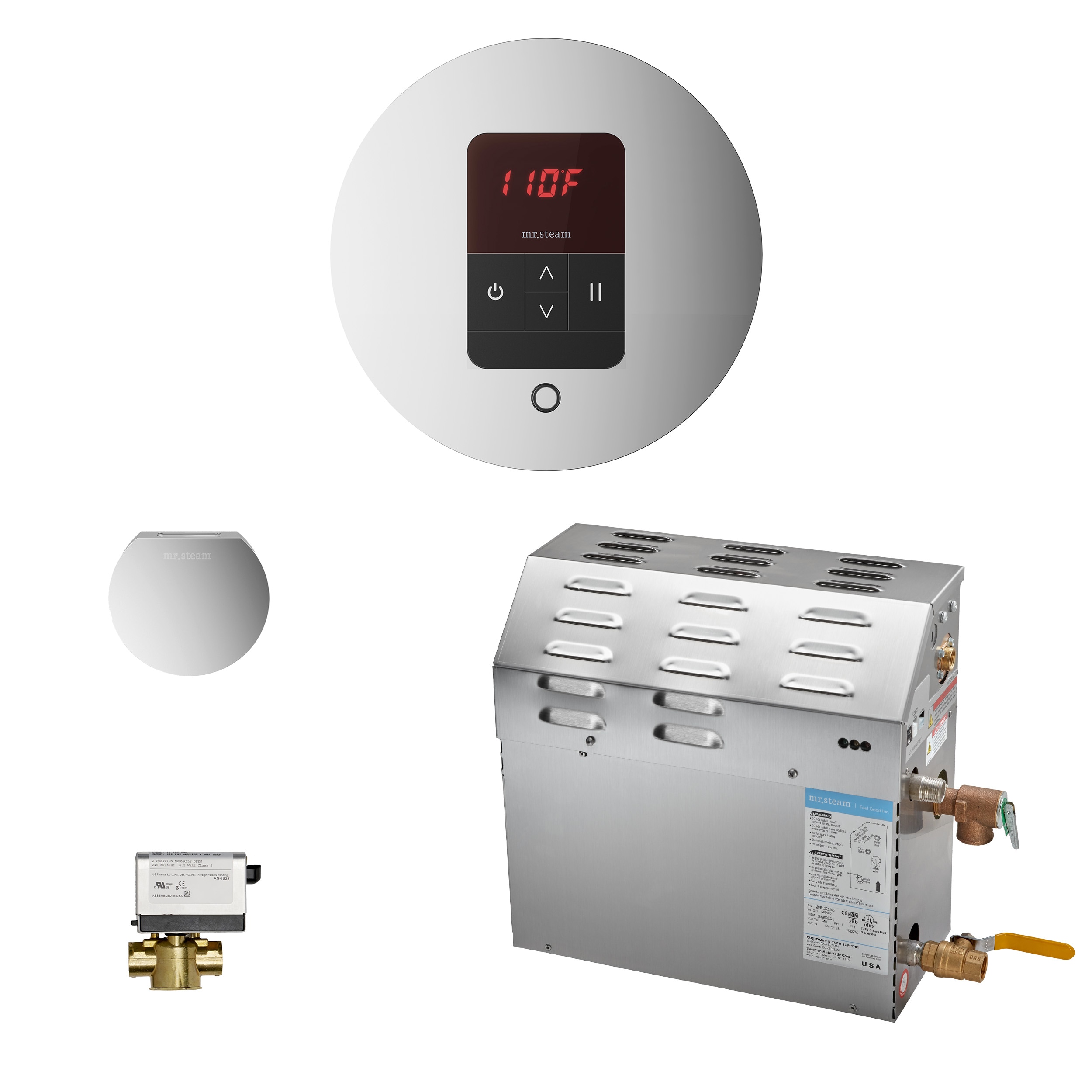 Kit de control para generador de vapor de cromo pulido de 9000 vatios de Mr. Steam