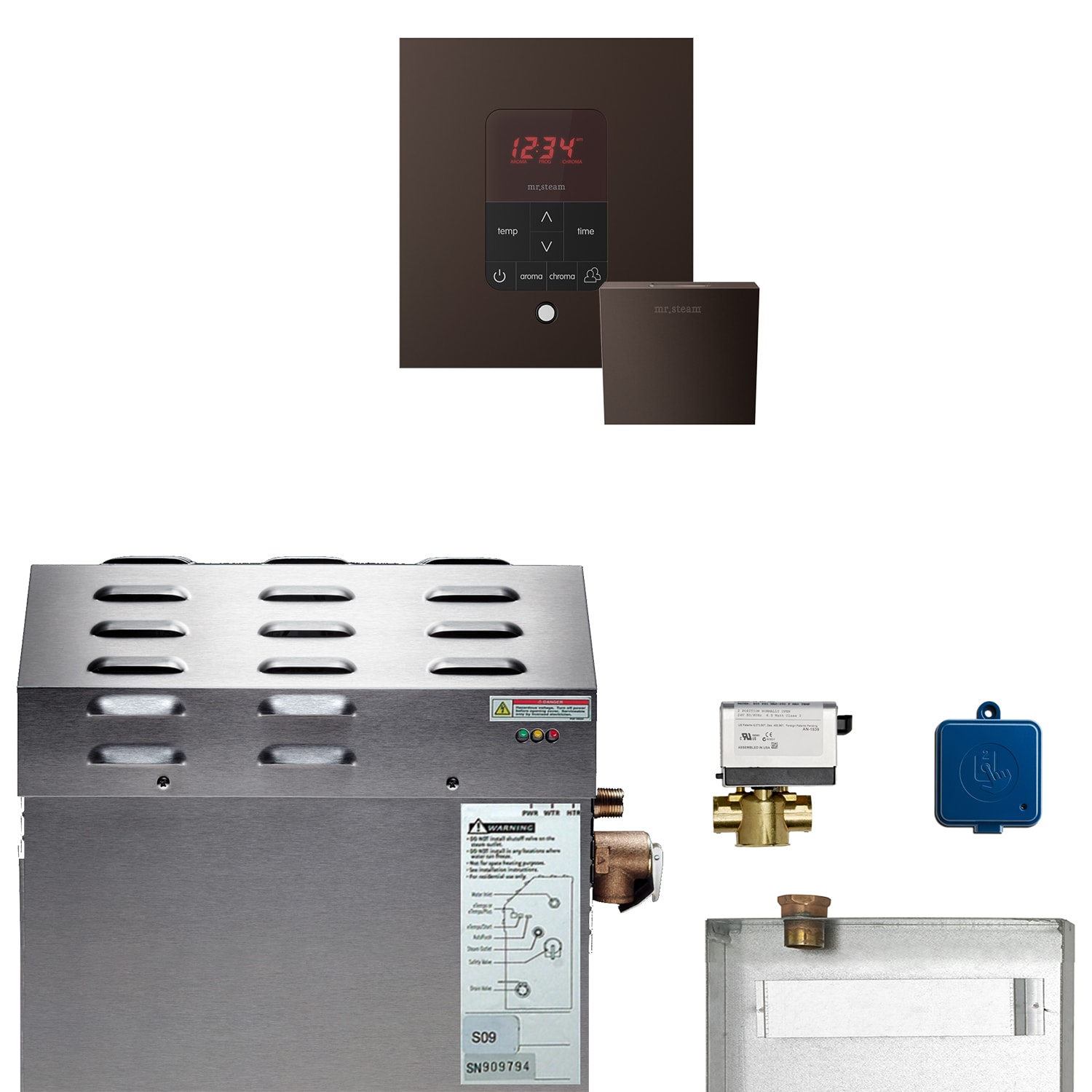 Kit de control para generador de vapor de bronce frotado con aceite de 7500 vatios de Mr. Steam