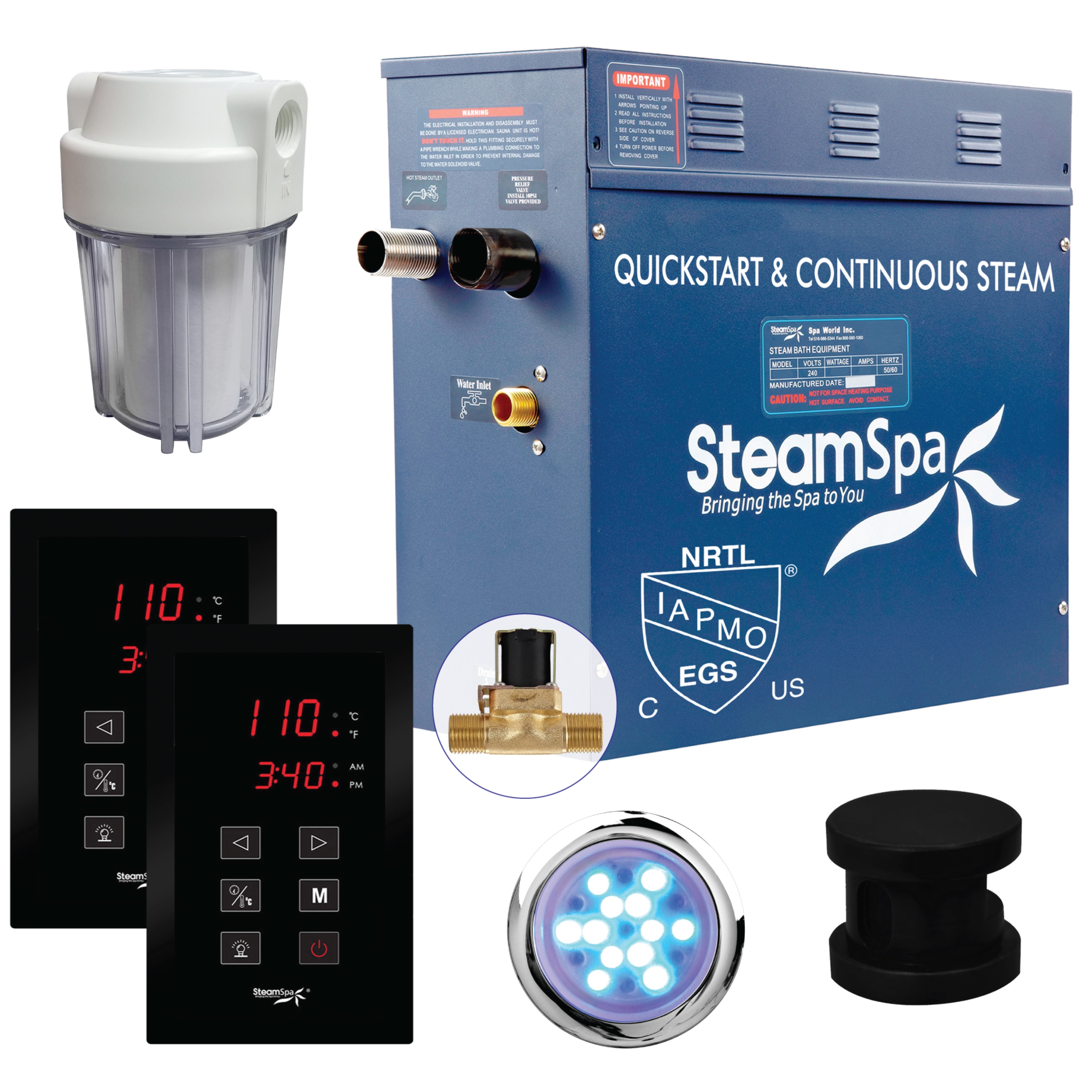 Generador de vapor negro mate SteamSpa Royal de 4500 vatios
