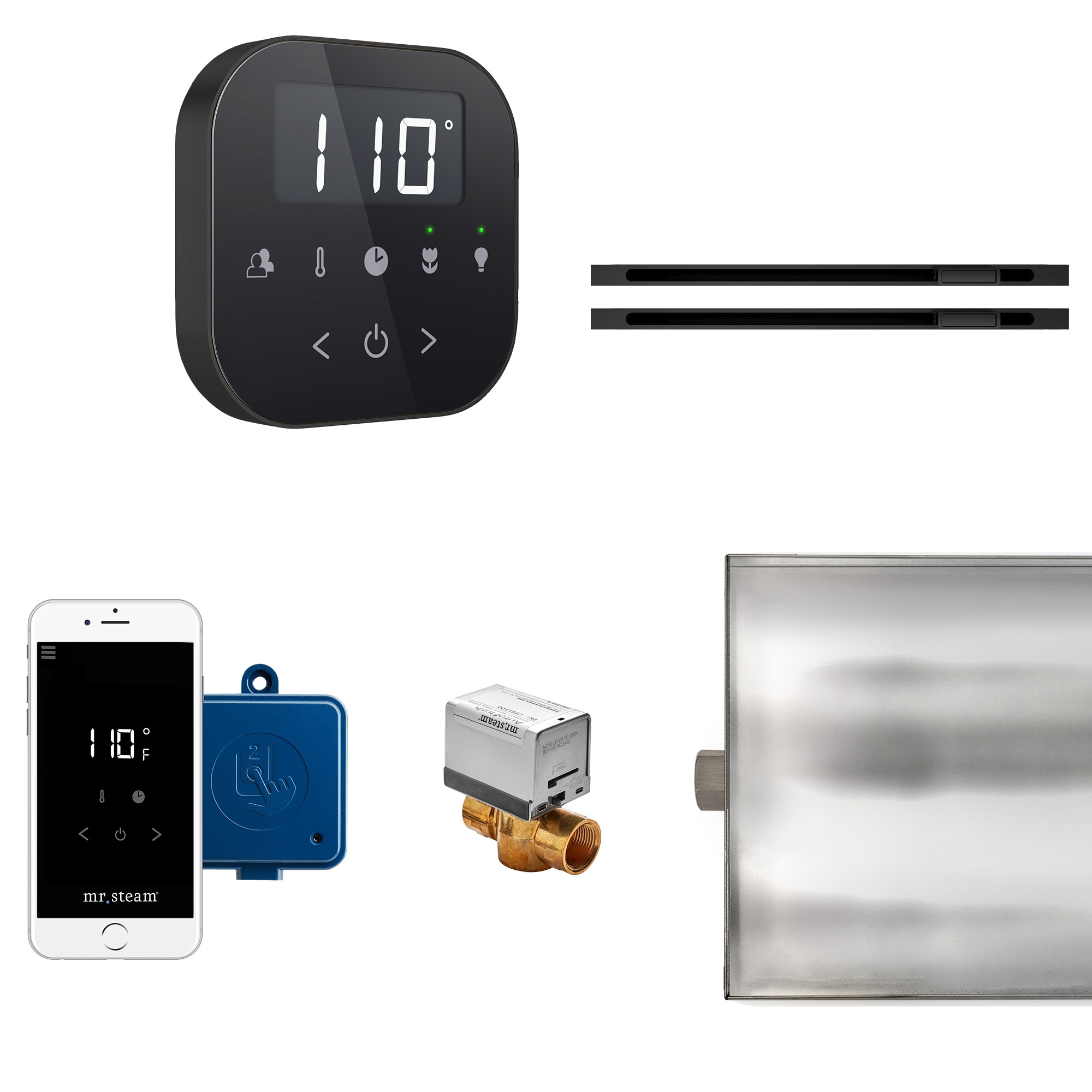 Kit de control de generador de vapor negro mate Mr. Steam de 120 vatios