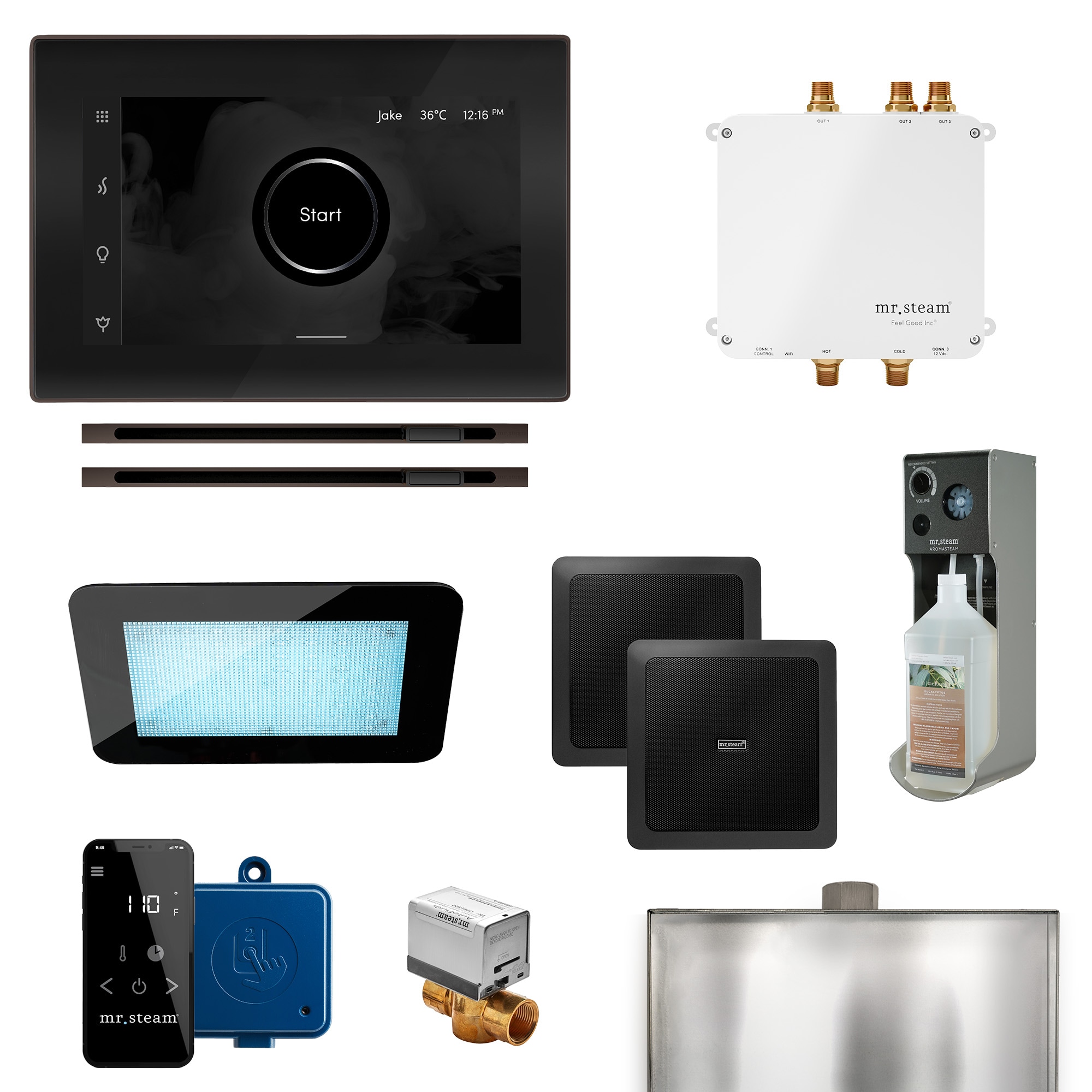 Kit de control para generador de vapor Mr. Steam Bliss Max Linear de 600 vatios en bronce frotado