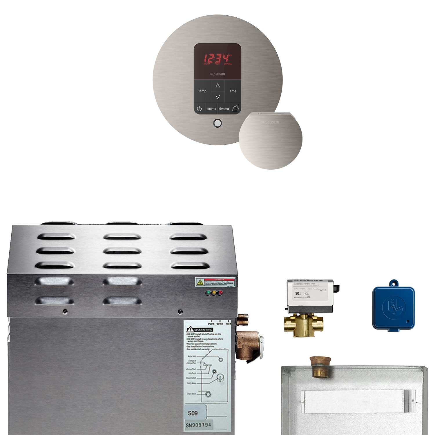 Kit de control de generador de vapor de 9000 vatios en níquel cepillado