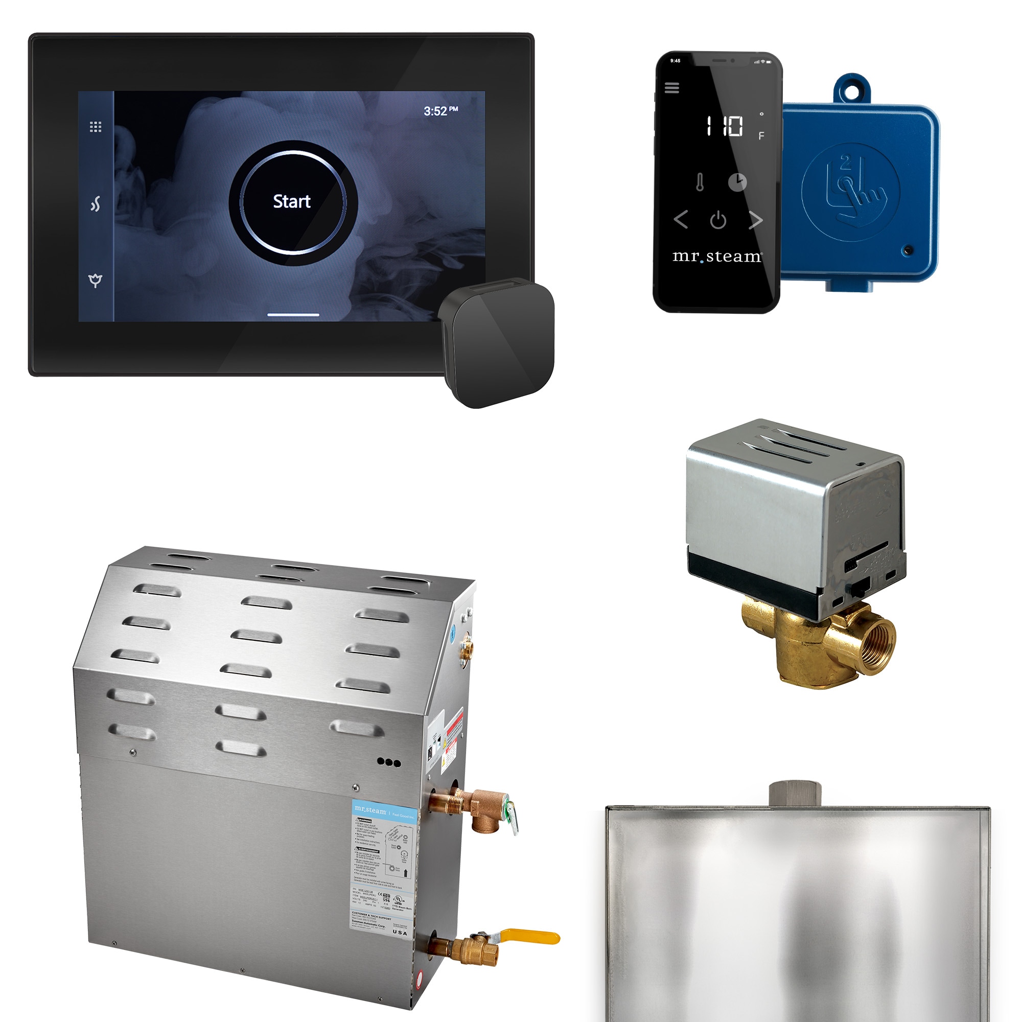 Kit de control de generador de vapor negro mate negro de 12000 vatios de Mr. Steam
