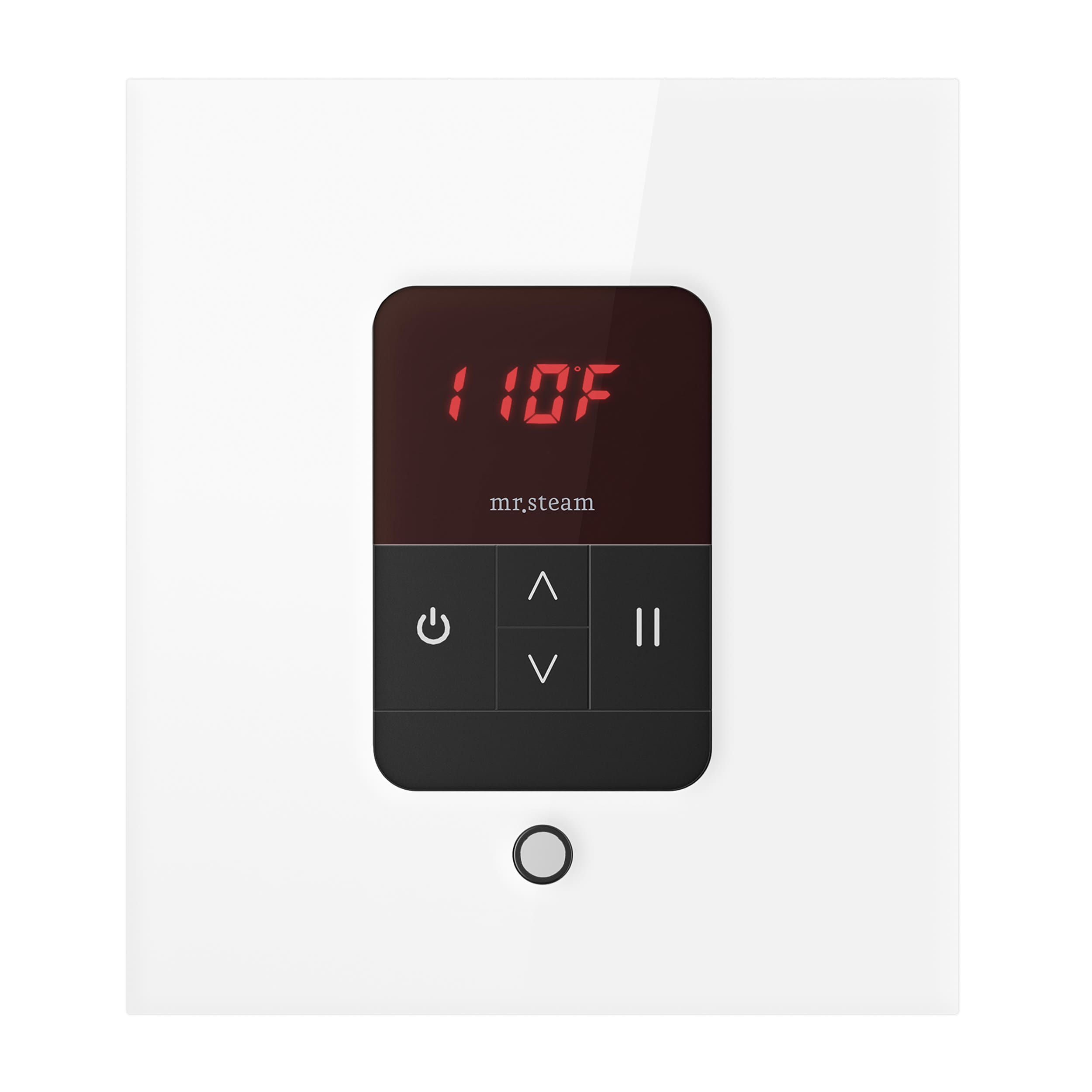 Unidad de control de vapor en vidrio blanco de 120 watts de Mr. Steam MSITEMPOSQ-WH