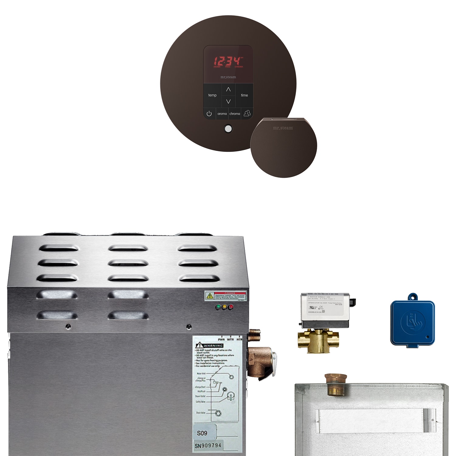 Kit de control para generador de vapor en acabado de bronce frotado con aceite de 5000 vatios de Sr. Steam
