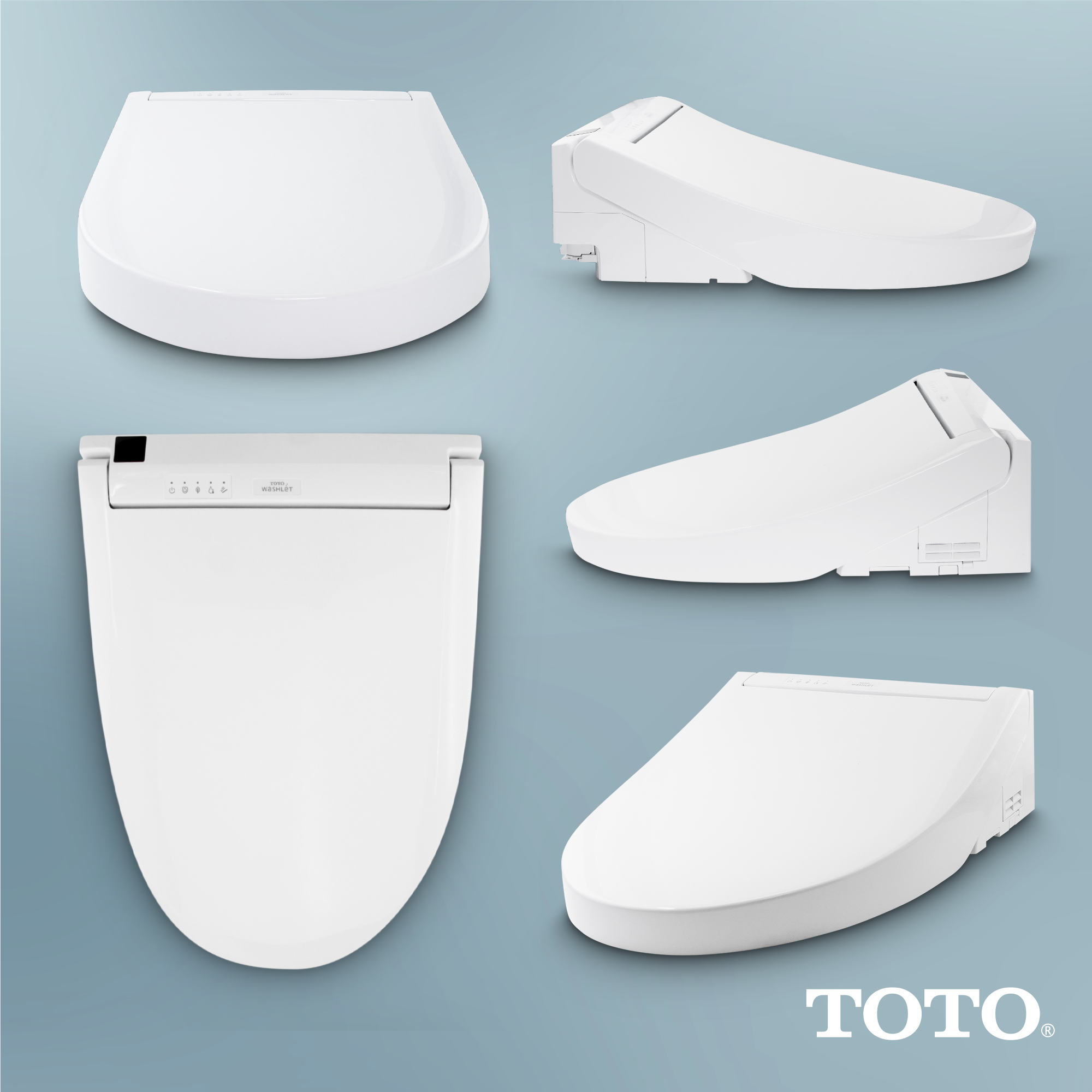 Asiento de Inodoro con Bidet Calentado Suave de Cierre Lento en Blanco de Algodón de Plástico TOTO Washlet C5 alargado SW3084-01
