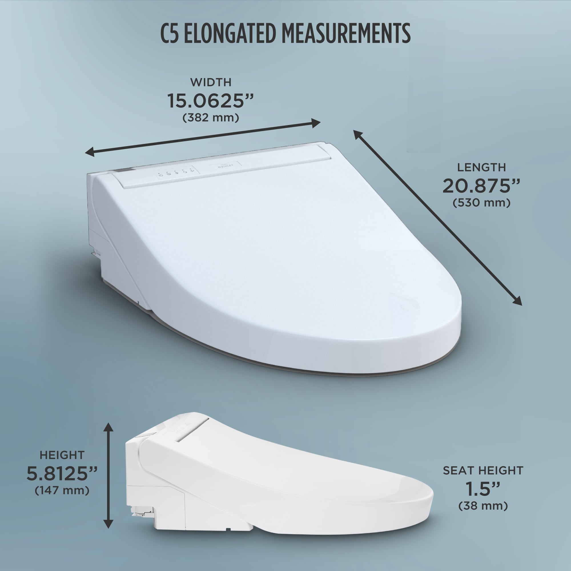 Asiento de Inodoro con Bidet Calentado Suave de Cierre Lento en Blanco de Algodón de Plástico TOTO Washlet C5 alargado SW3084-01