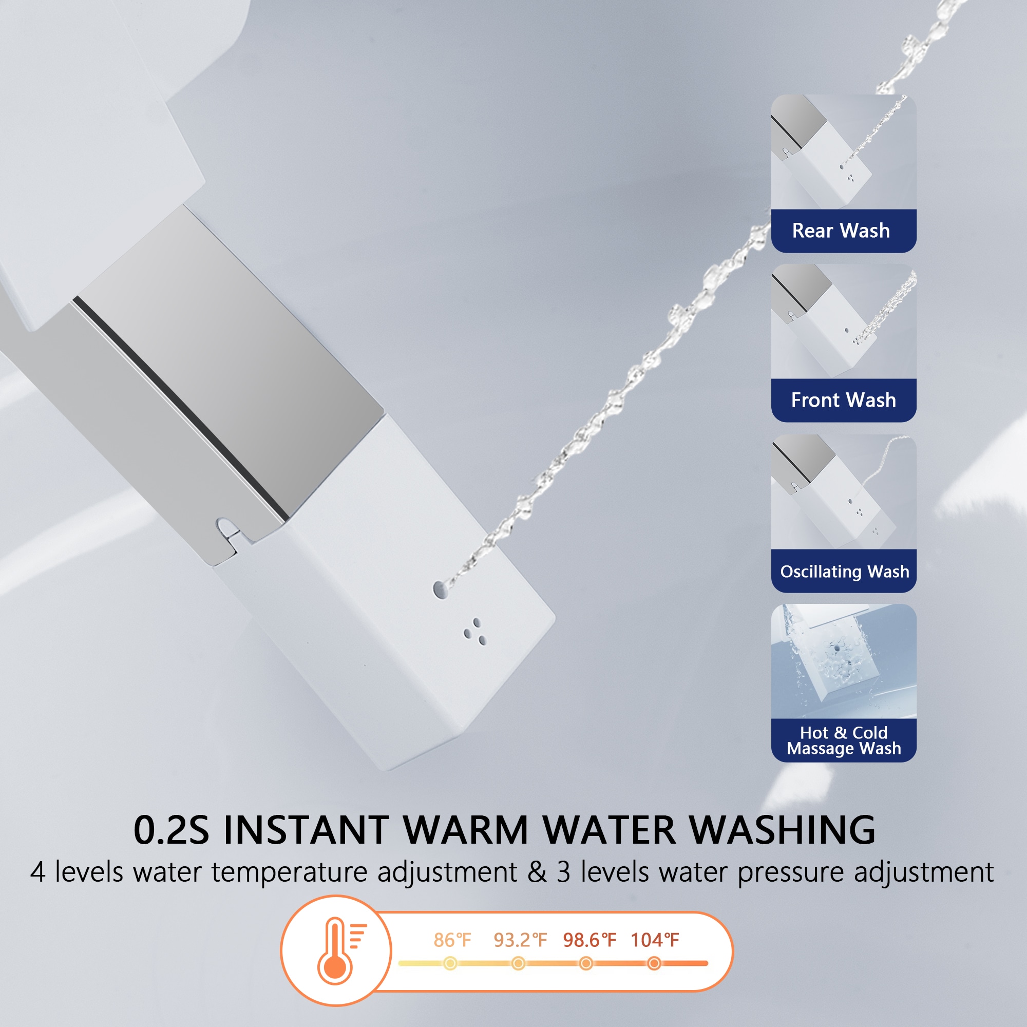 Inodoro inteligente con bidé DeerValley Apex Blanco sin contacto con cierre suave estándar y altura alargada 12 pulgadas, descarga de 1.28 GPF DV-1S0029