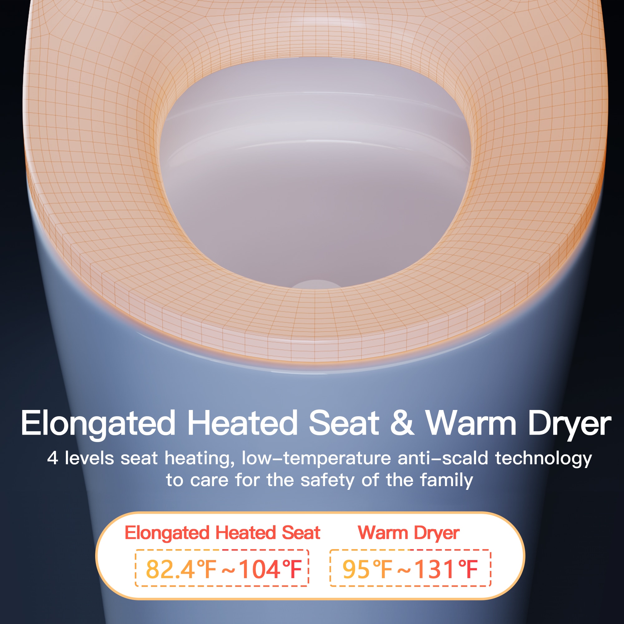 Inodoro inteligente con bidé DeerValley Apex Blanco sin contacto con cierre suave estándar y altura alargada 12 pulgadas, descarga de 1.28 GPF DV-1S0029