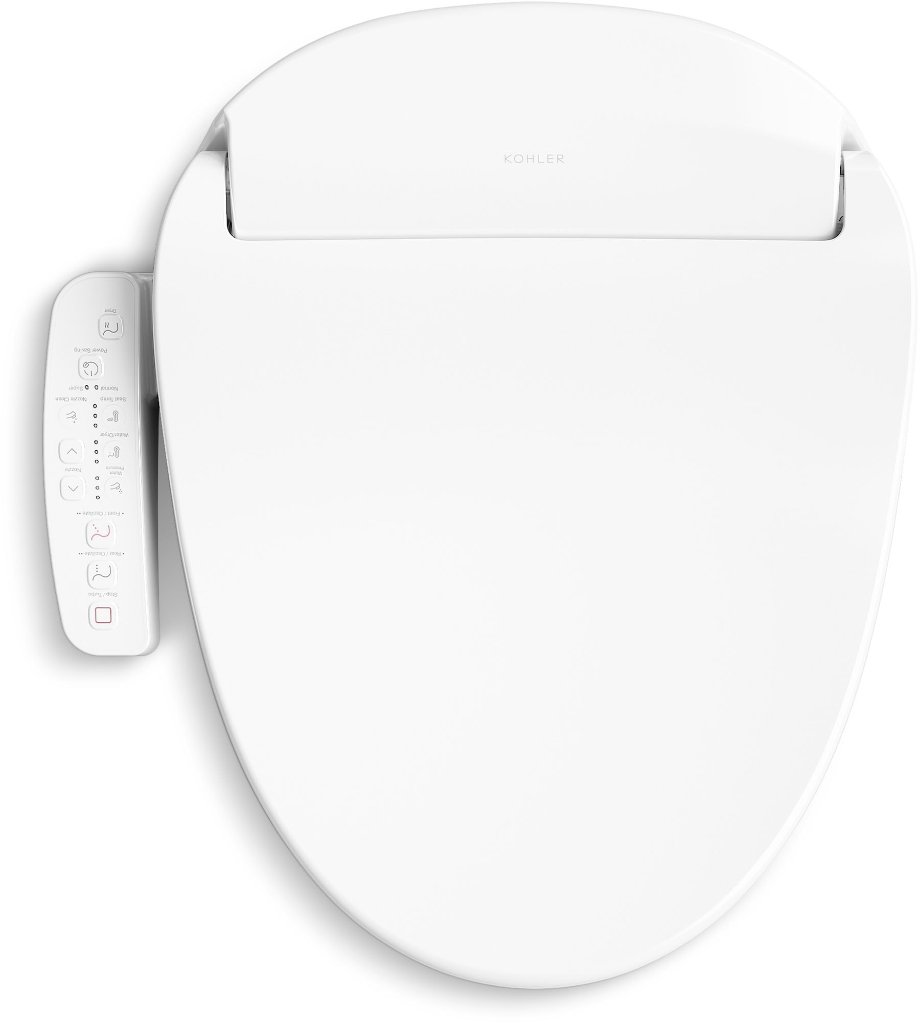 Asiento de Inodoro con Bidet Caliente y Cierre Suave Alargado de Plástico Blanco Purewash E580 de KOHLER
