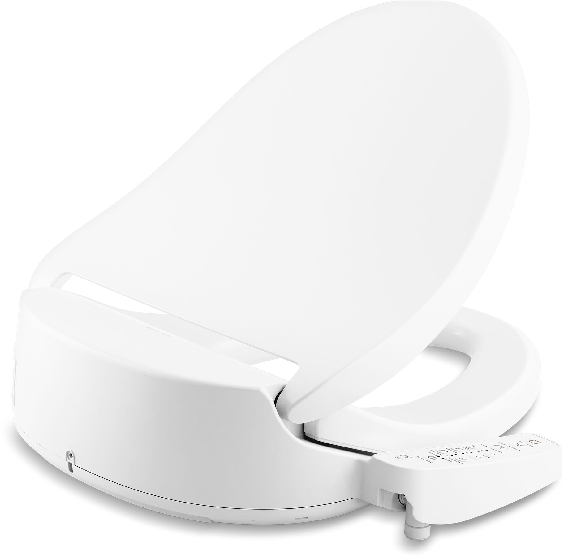 Asiento de Inodoro con Bidet Caliente y Cierre Suave Alargado de Plástico Blanco Purewash E580 de KOHLER