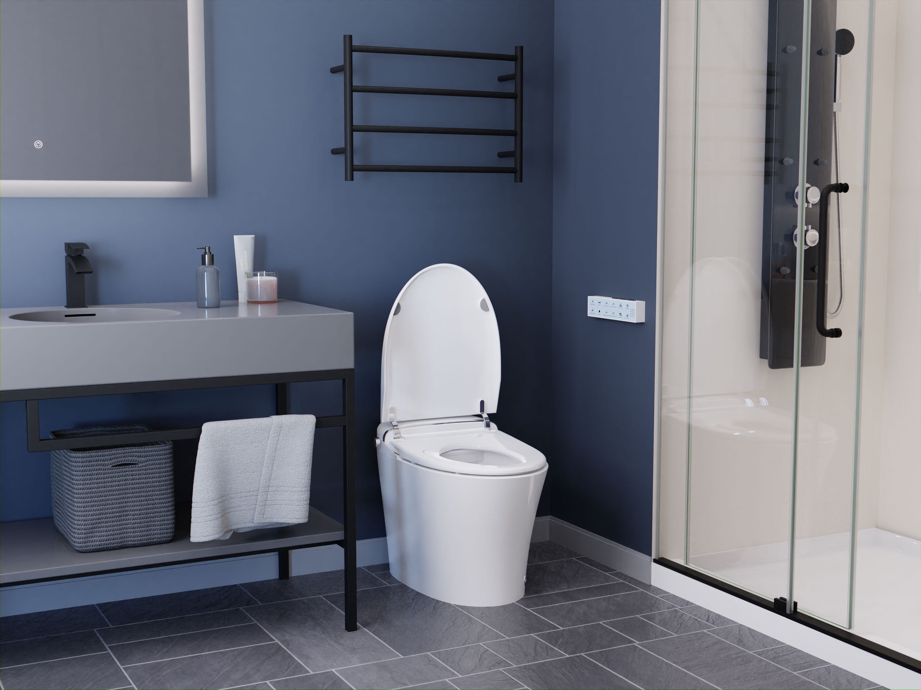 Bidet inteligente con cierre suave y sin contacto, altura estándar alargada en blanco ANZZI