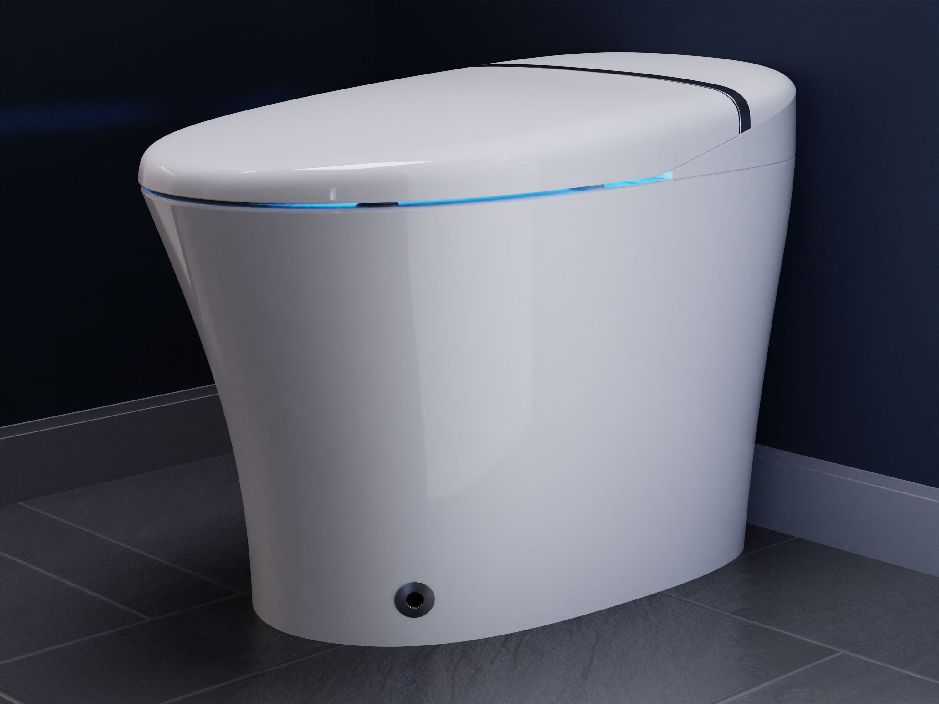 Bidet inteligente con cierre suave y sin contacto, altura estándar alargada en blanco ANZZI