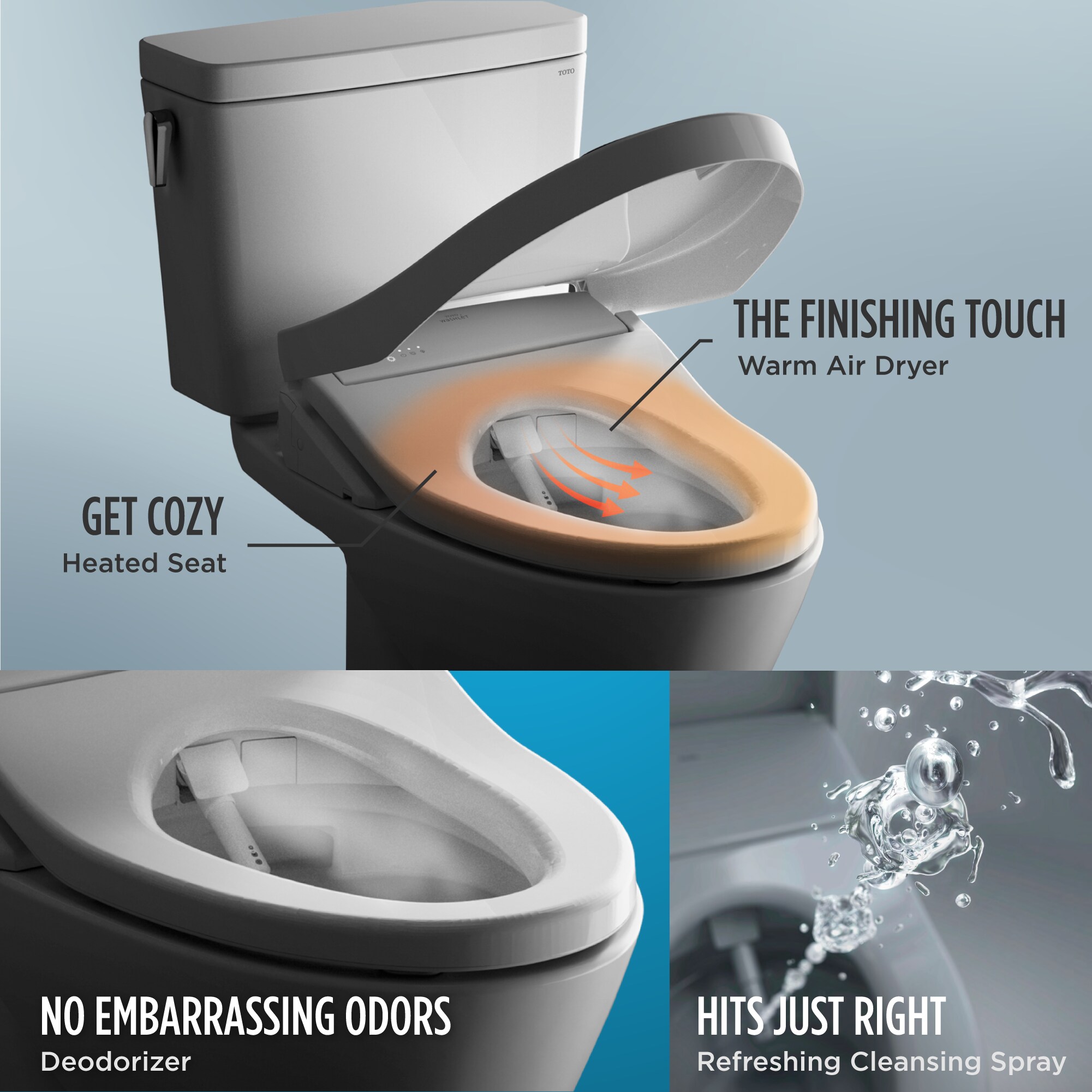 Asiento de Bidé con Calefacción y Cierre Suave al Tacto en Blanco de Algodón de Plástico para Inodoro alargado TOTO Washlet K300 SW3036R-01