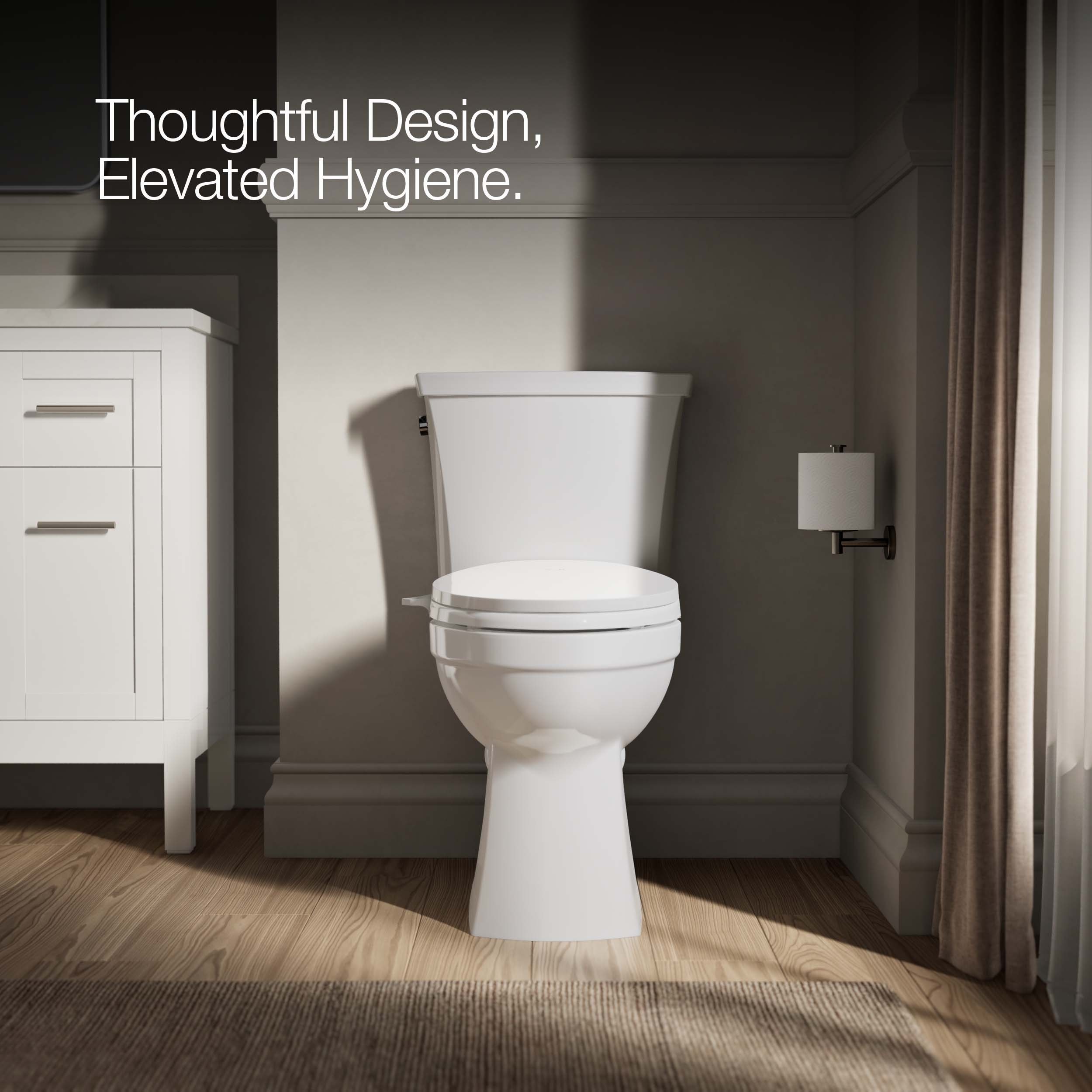 Asiento de Bidé Blanco Alargado de Plástico KOHLER PureWash M300 con Cierre Suave 98804-0