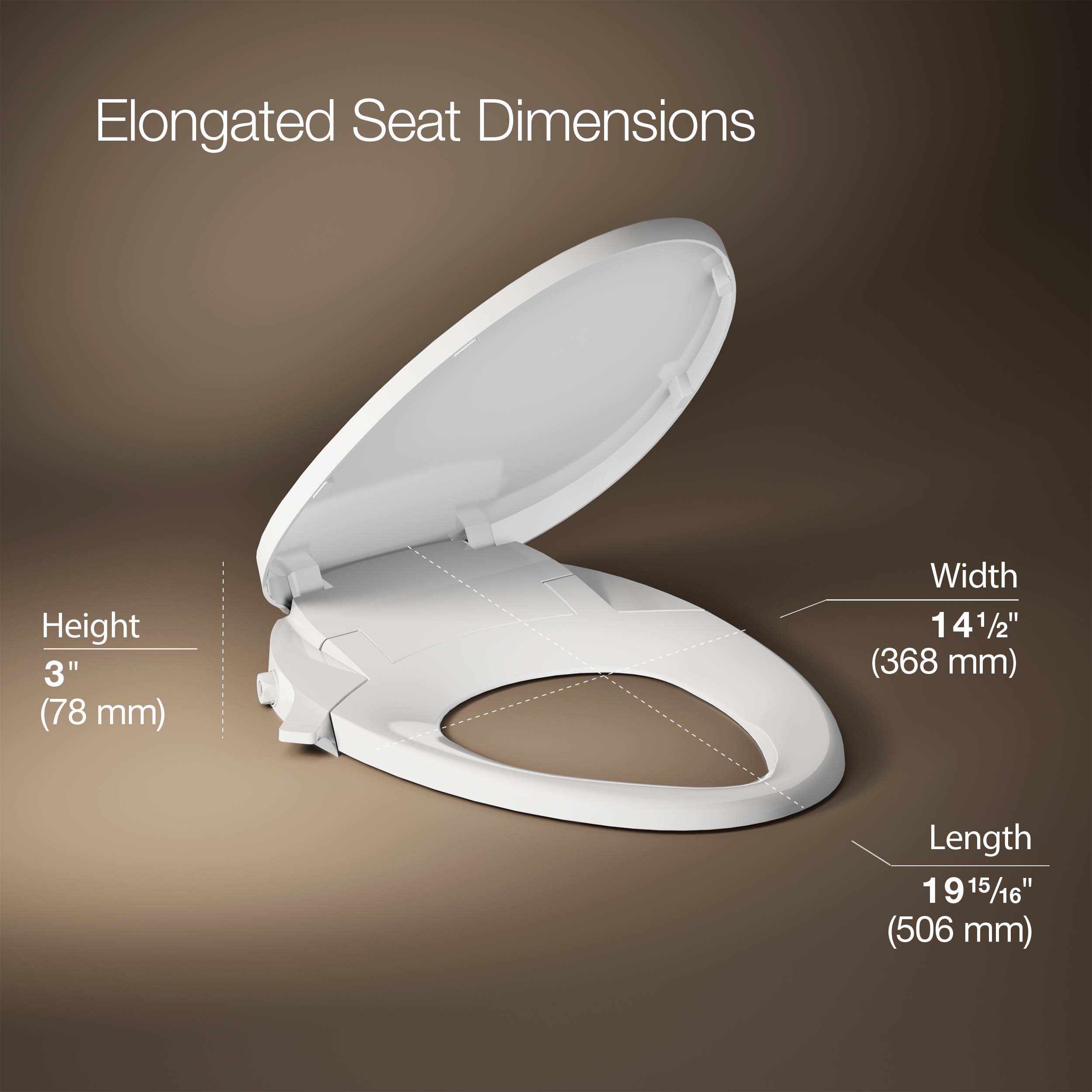 Asiento de Bidé Blanco Alargado de Plástico KOHLER PureWash M300 con Cierre Suave 98804-0