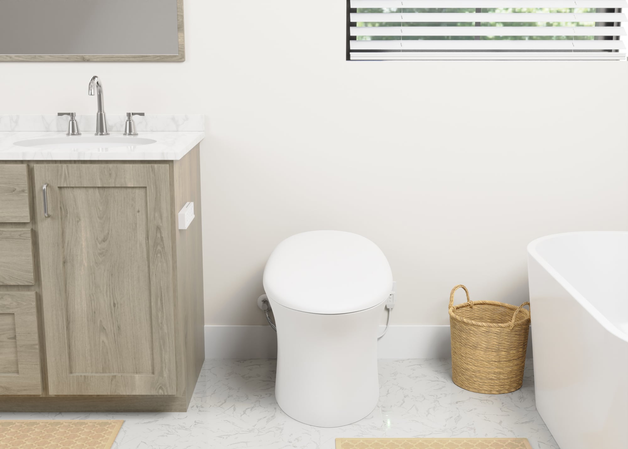 Bidet para Inodoro Color Blanco de Altura Estándar, Alargado, de Cierre Suave Inteligente de una Sola Pieza con Etiqueta WaterSense de 1.28 GPF y descarga de 12 pulgadas.