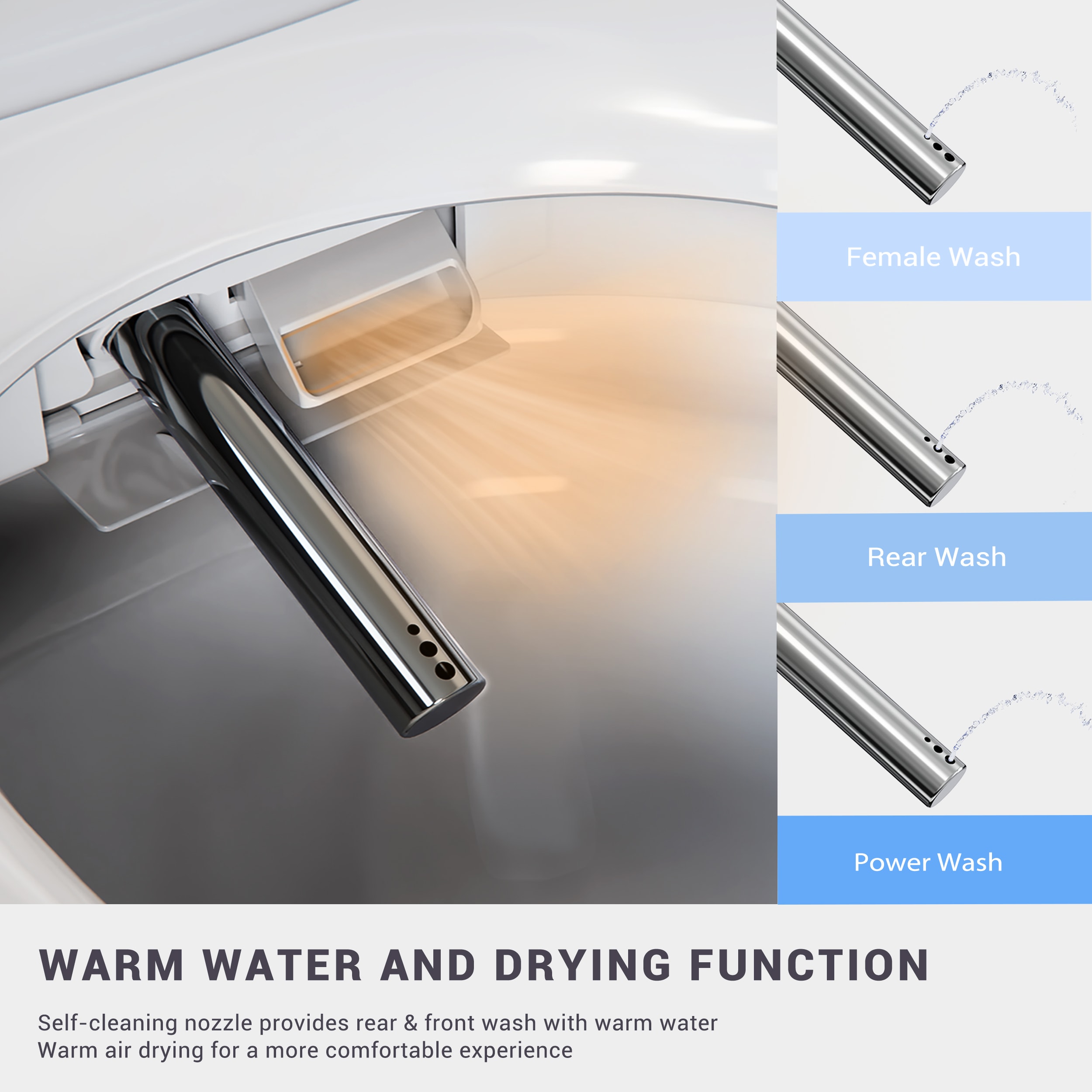 Bidet para Inodoro Color Blanco de Altura Estándar, Alargado, de Cierre Suave Inteligente de una Sola Pieza con Etiqueta WaterSense de 1.28 GPF y descarga de 12 pulgadas.