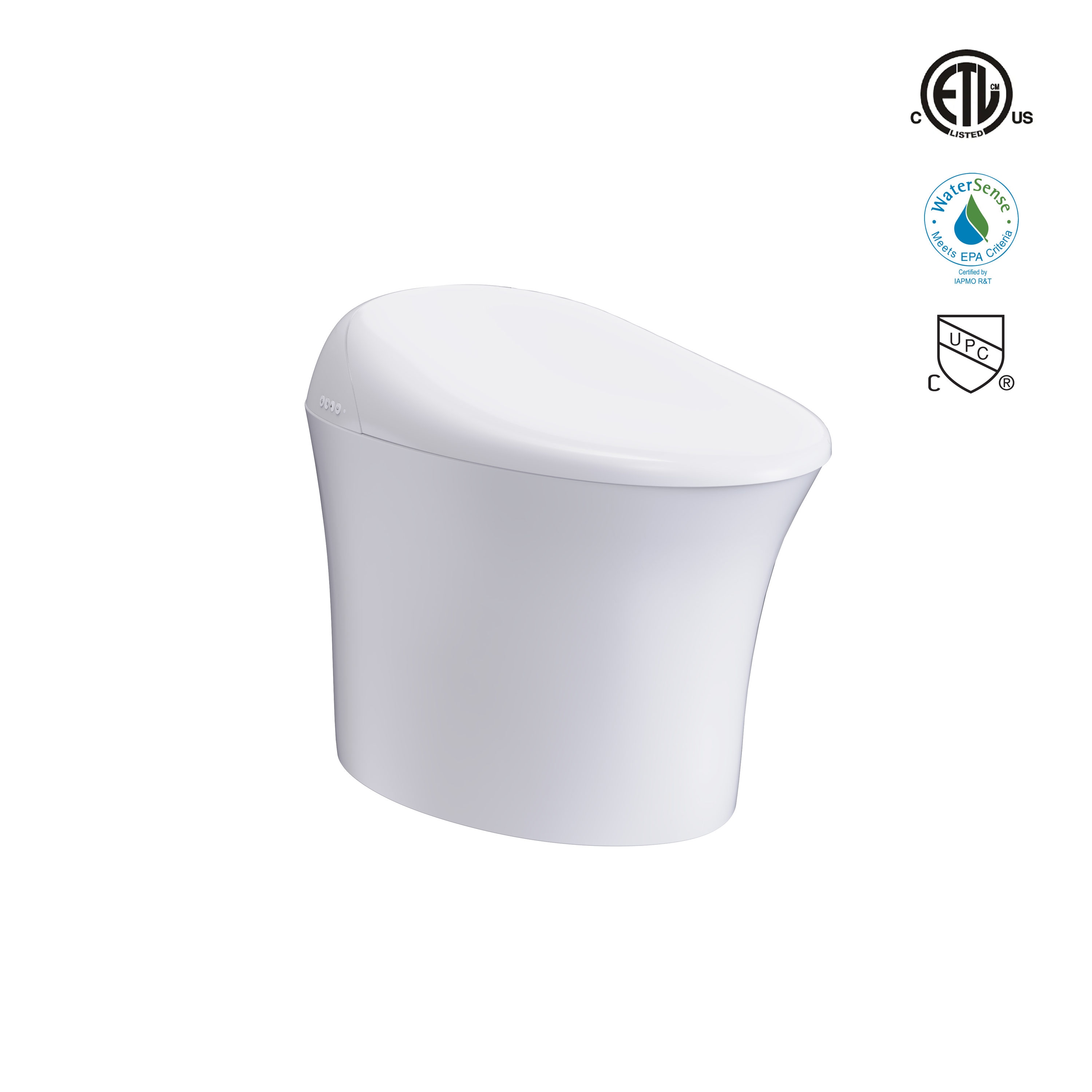 Bidet para Inodoro Color Blanco de Altura Estándar, Alargado, de Cierre Suave Inteligente de una Sola Pieza con Etiqueta WaterSense de 1.28 GPF y descarga de 12 pulgadas.