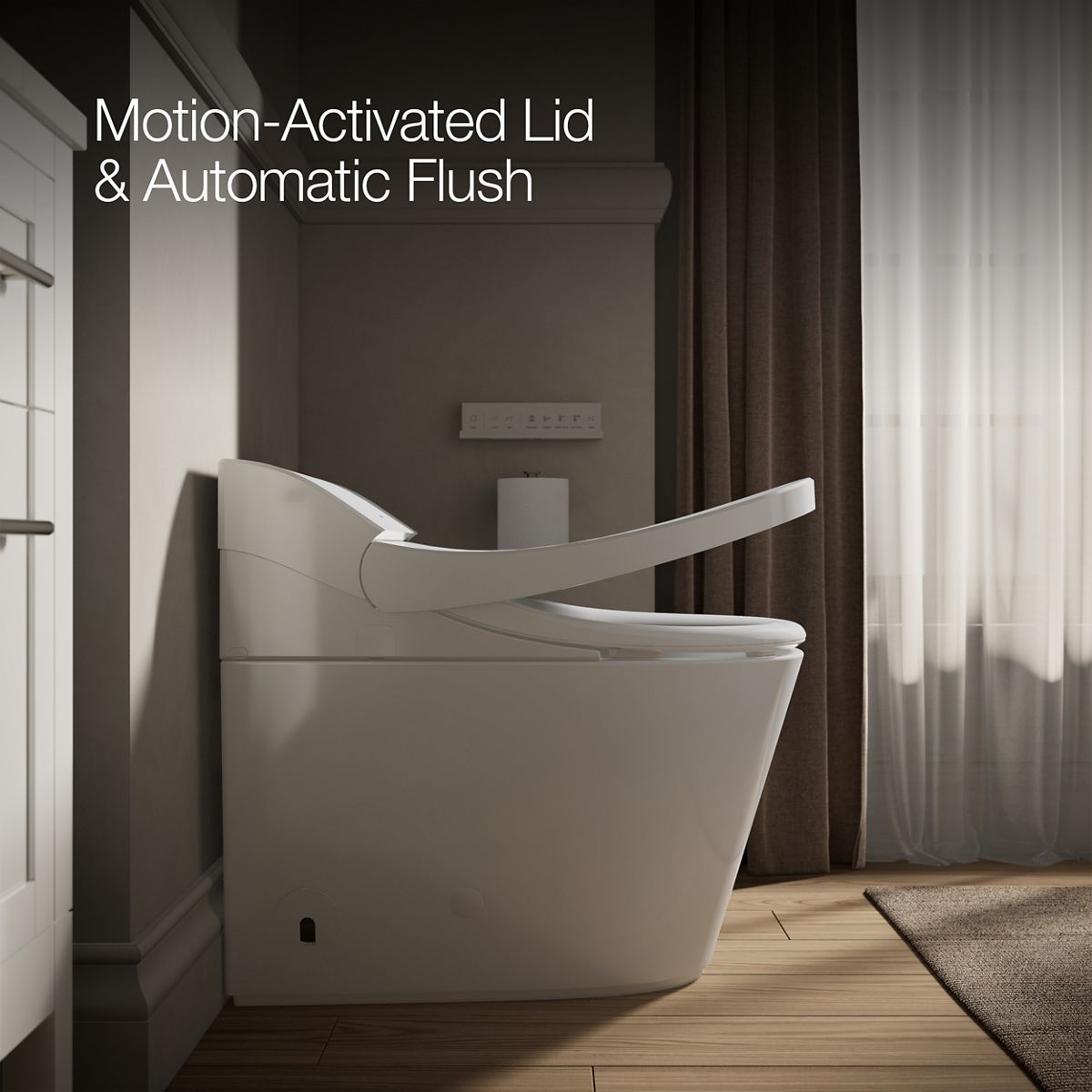 Inodoro Bidet Inteligente de Altura de Silla alargada de Descarga Dual Blanco Innate de KOHLER con Cierre Suave y Etiqueta WaterSense de 1.28 GPF