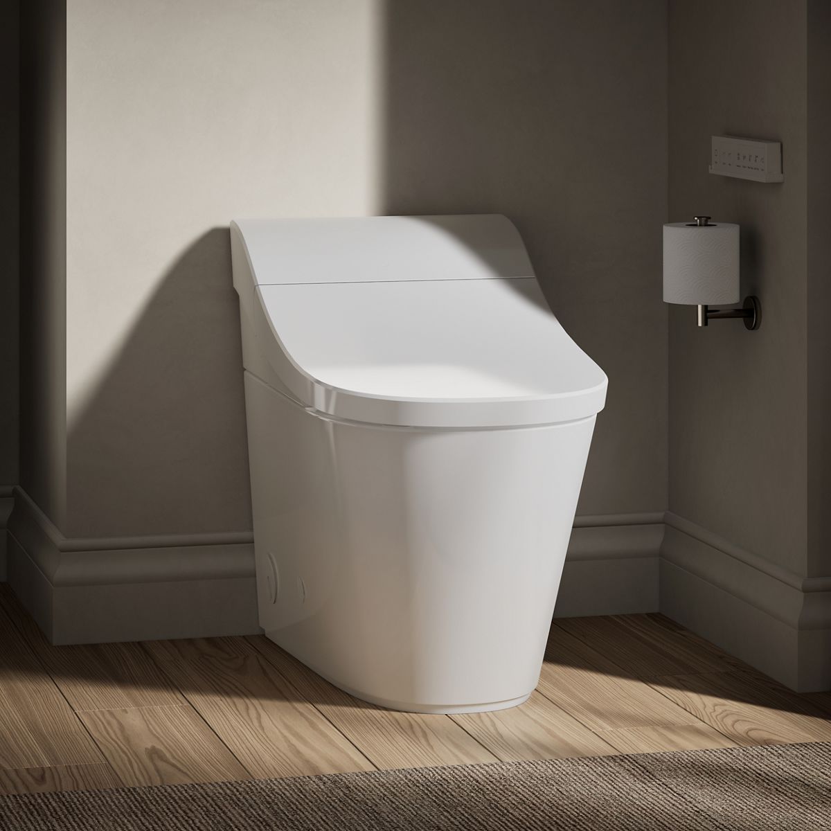 Inodoro Bidet Inteligente de Altura de Silla alargada de Descarga Dual Blanco Innate de KOHLER con Cierre Suave y Etiqueta WaterSense de 1.28 GPF