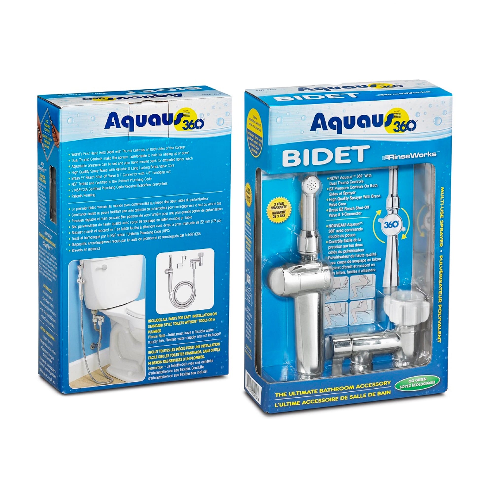 Rociador de bidé manual montado en el inodoro Aquaus Chrome ABT-360.