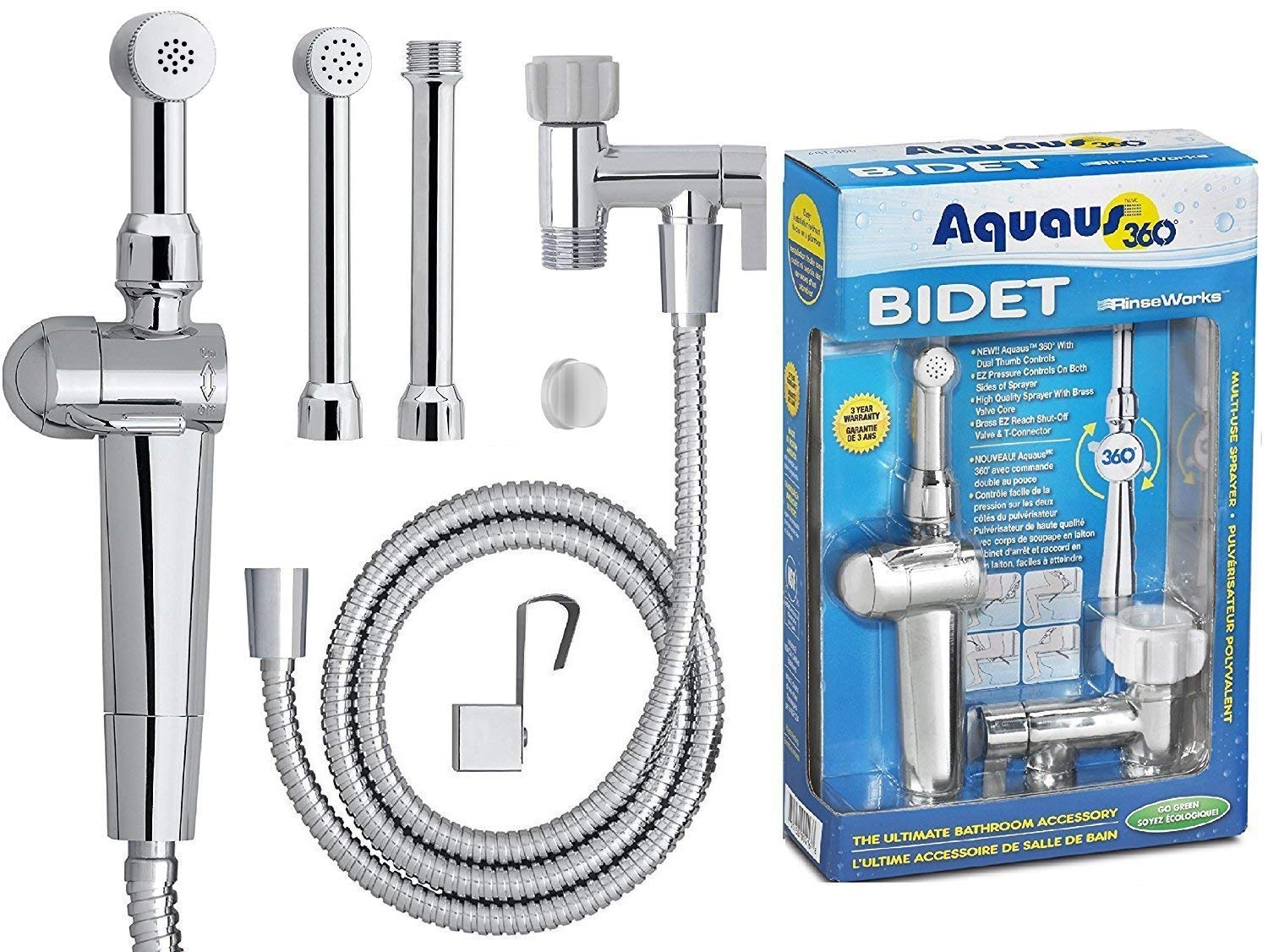 Rociador de bidé manual montado en el inodoro Aquaus Chrome ABT-360.
