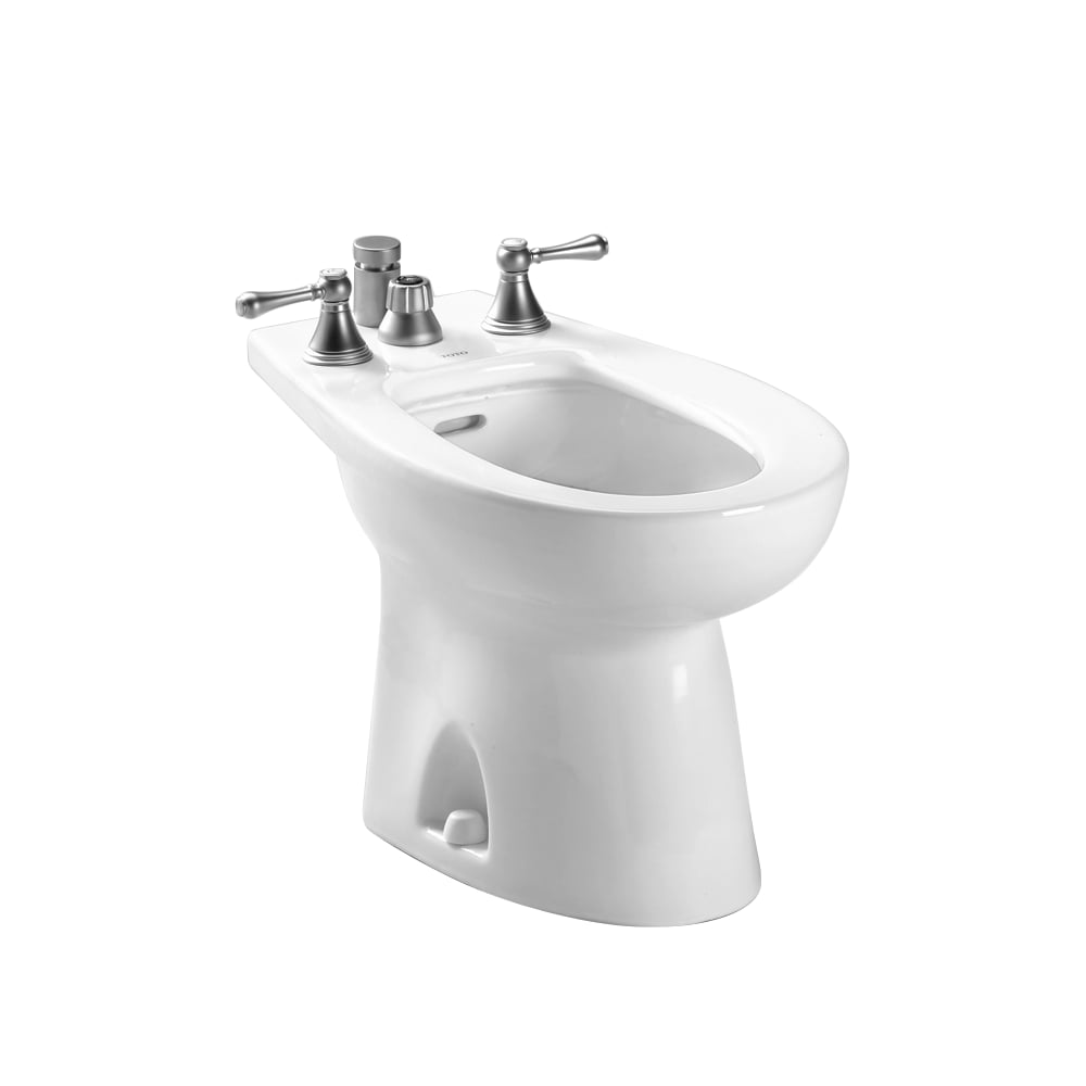 Bidet alargado de altura estándar en blanco de algodón Piedmont de TOTO con descarga de 12 pulgadas - BT500B-01