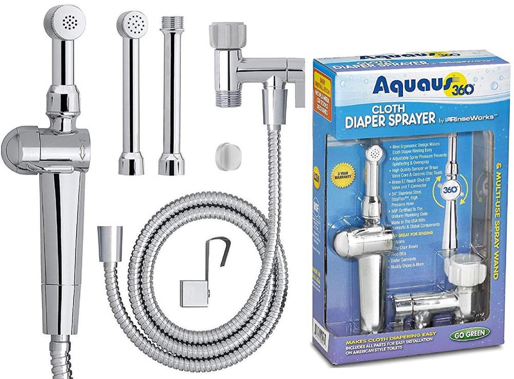 Regadera de pañales cromada para inodoro Aquaus ADST-360
