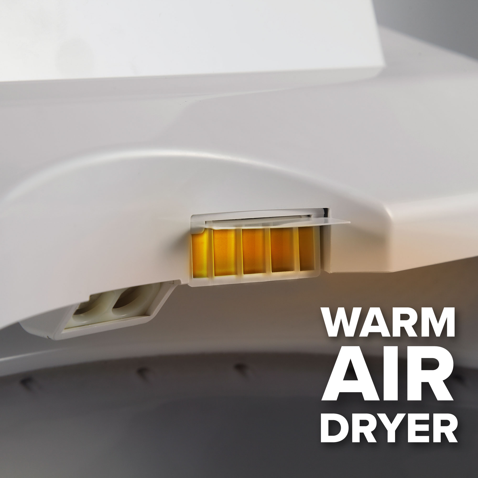 Asiento de inodoro con bidet eléctrico Brondell Swash 1400 en plástico blanco alargado con cierre suave y calefacción