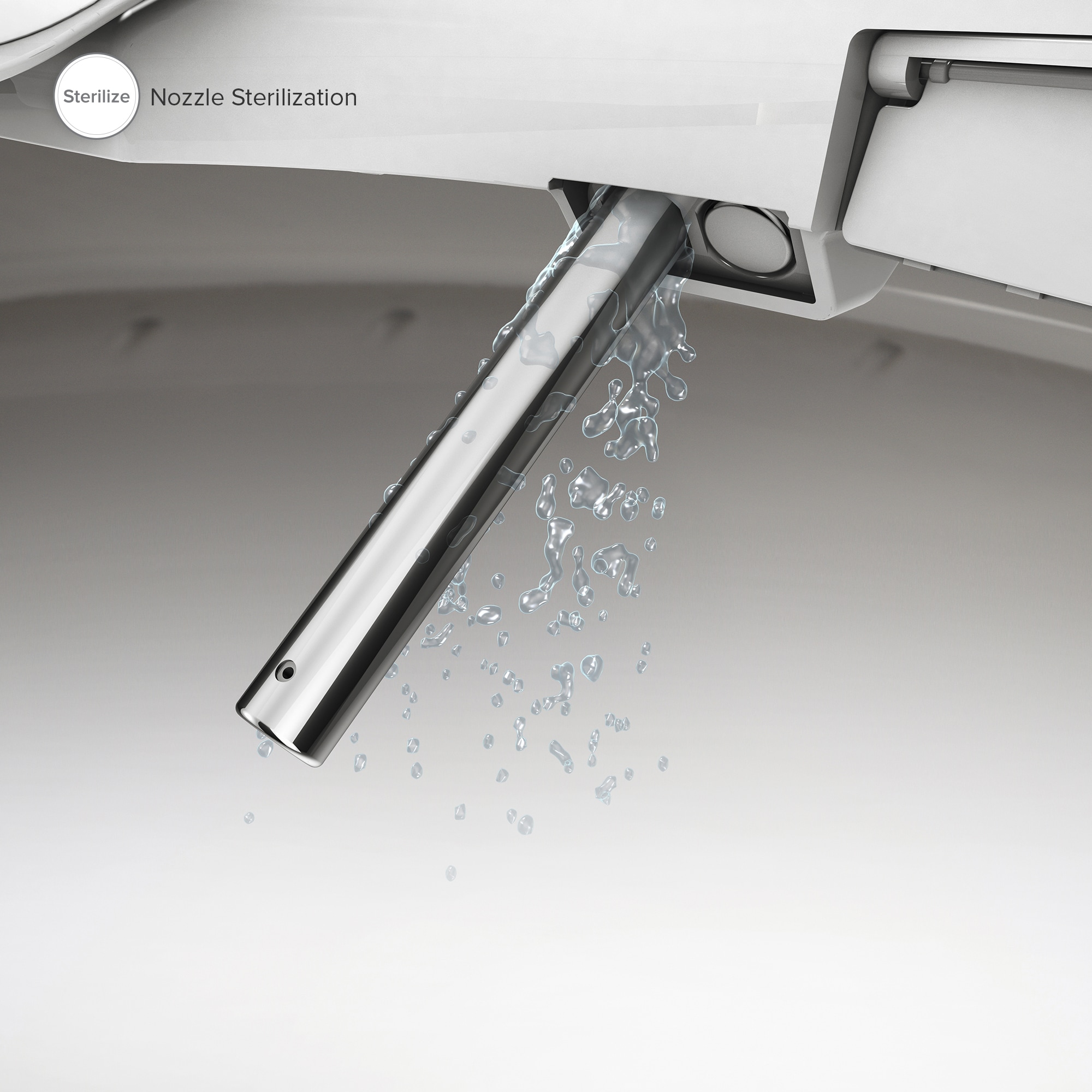 Asiento de inodoro con bidet eléctrico Brondell Swash 1400 en plástico blanco alargado con cierre suave y calefacción